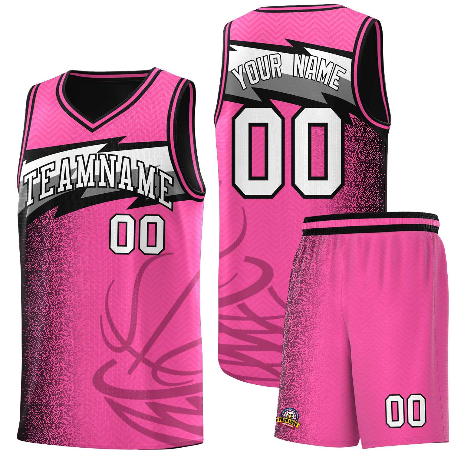 Custom Pink Dot Scatter Graffiti Pattern Sports Uniform Basketball Jersey