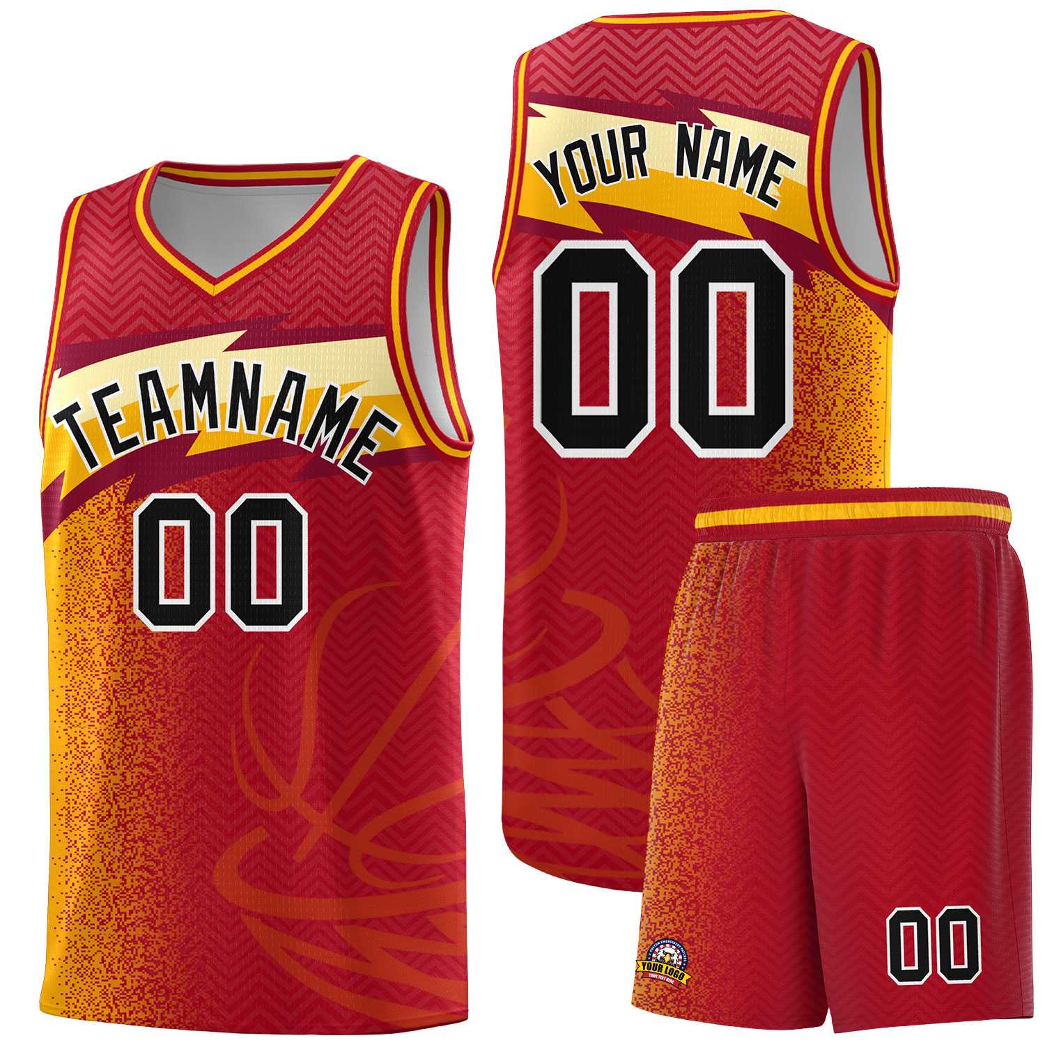 Custom Red Dot Scatter Graffiti Pattern Sports Uniform Basketball Jersey