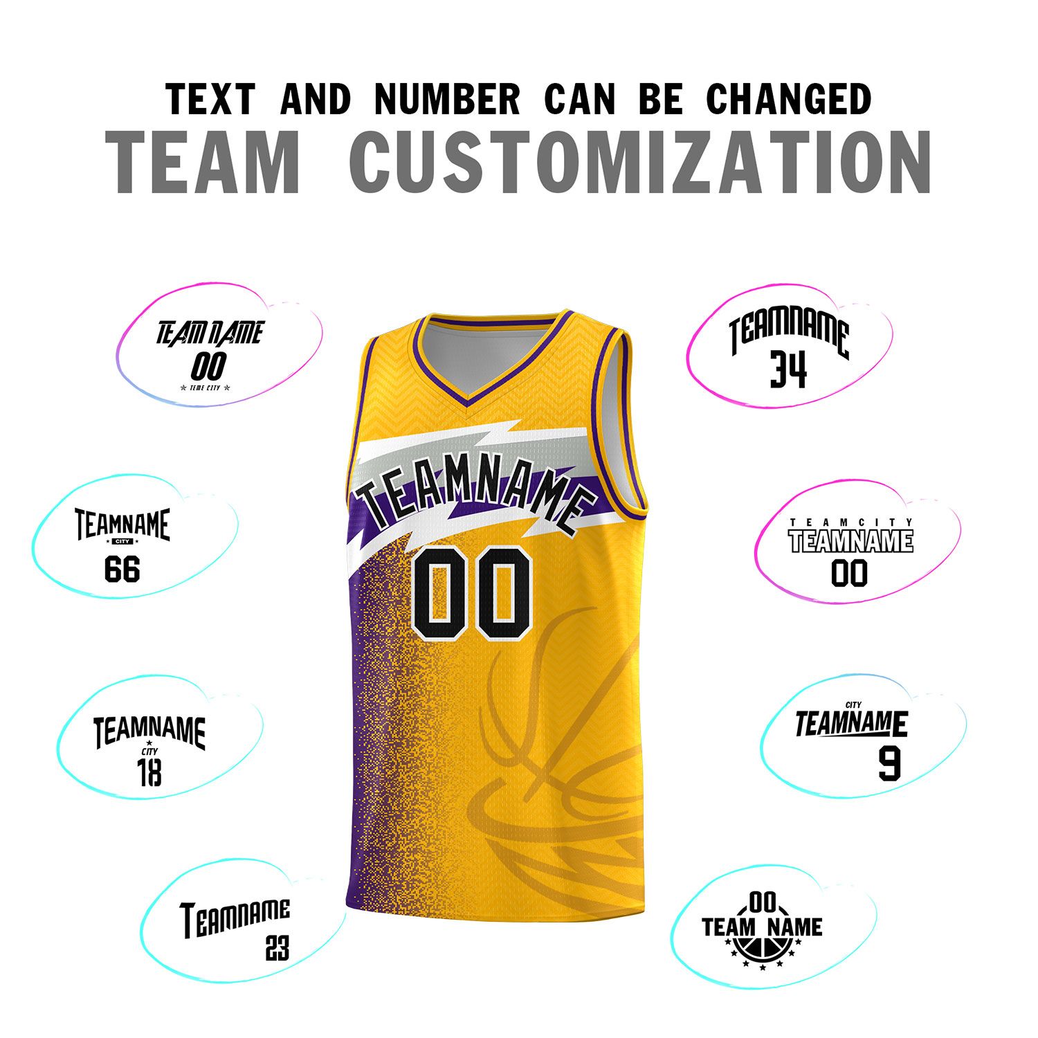 Custom Gold Dot Scatter Graffiti Pattern Sports Uniform Basketball Jersey