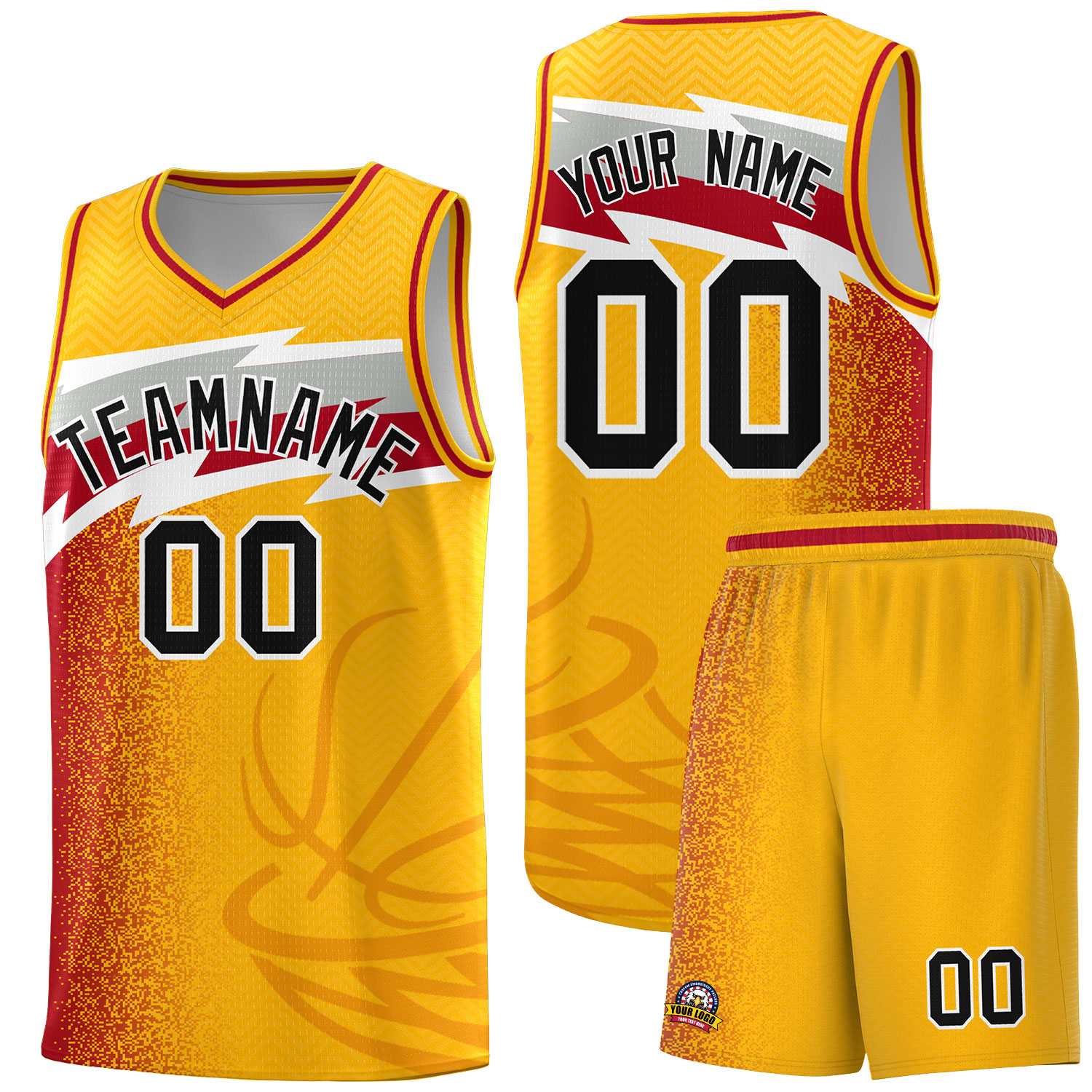 Custom Gold Dot Scatter Graffiti Pattern Sports Uniform Basketball Jersey