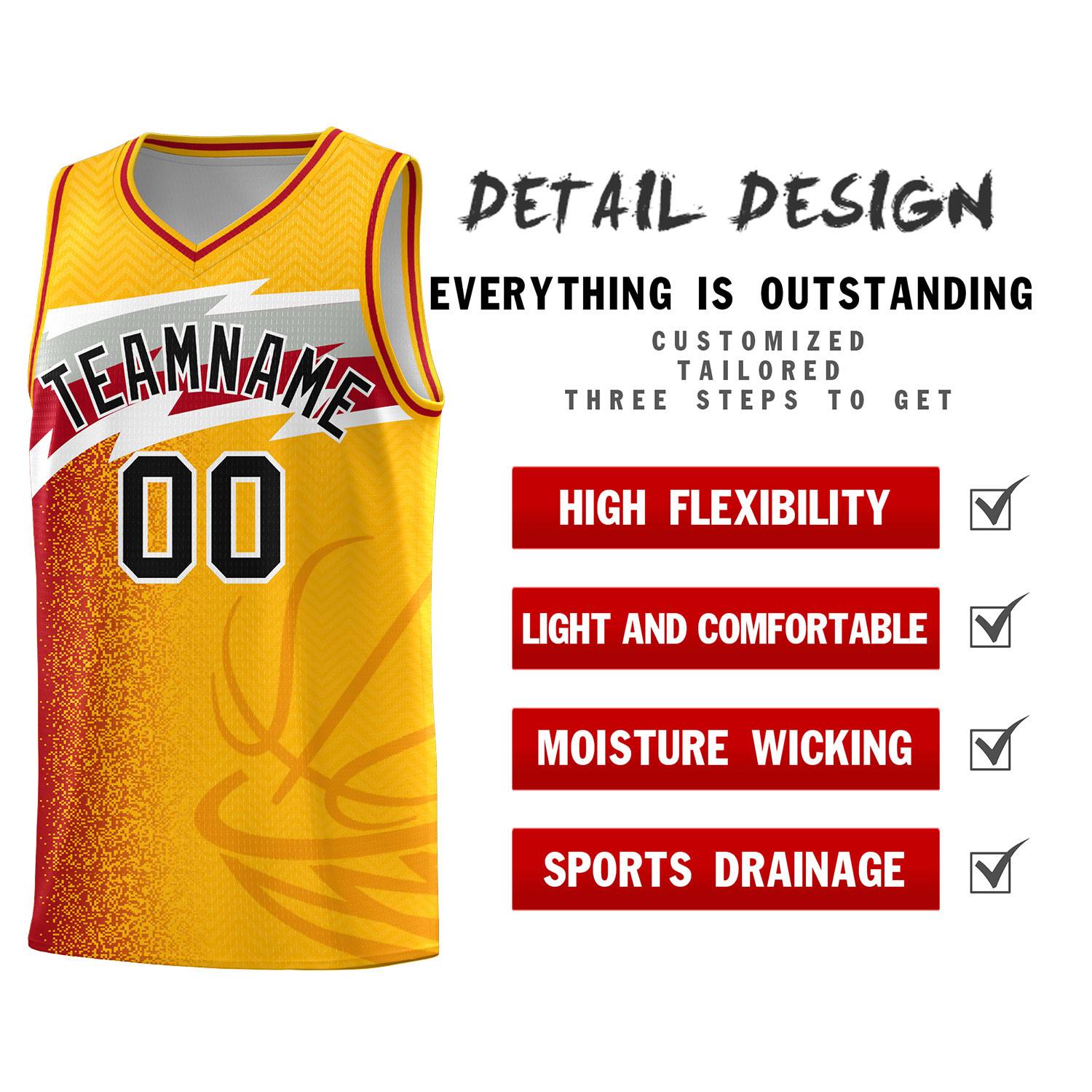 Custom Gold Dot Scatter Graffiti Pattern Sports Uniform Basketball Jersey