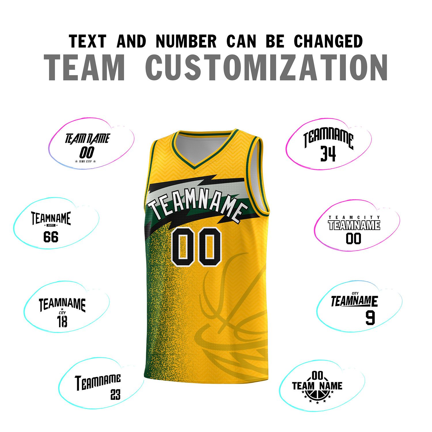 Custom Gold Dot Scatter Graffiti Pattern Sports Uniform Basketball Jersey