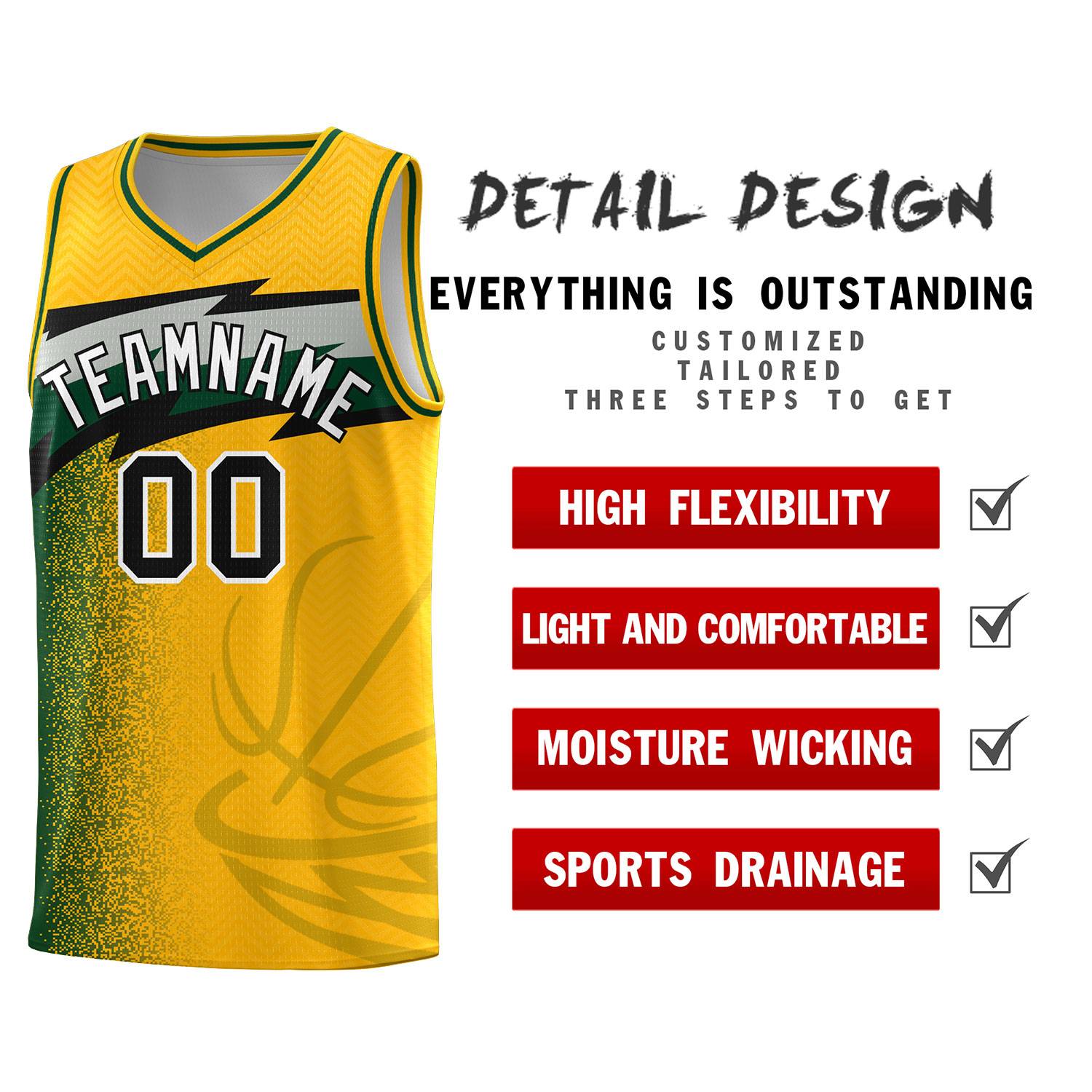 Custom Gold Dot Scatter Graffiti Pattern Sports Uniform Basketball Jersey