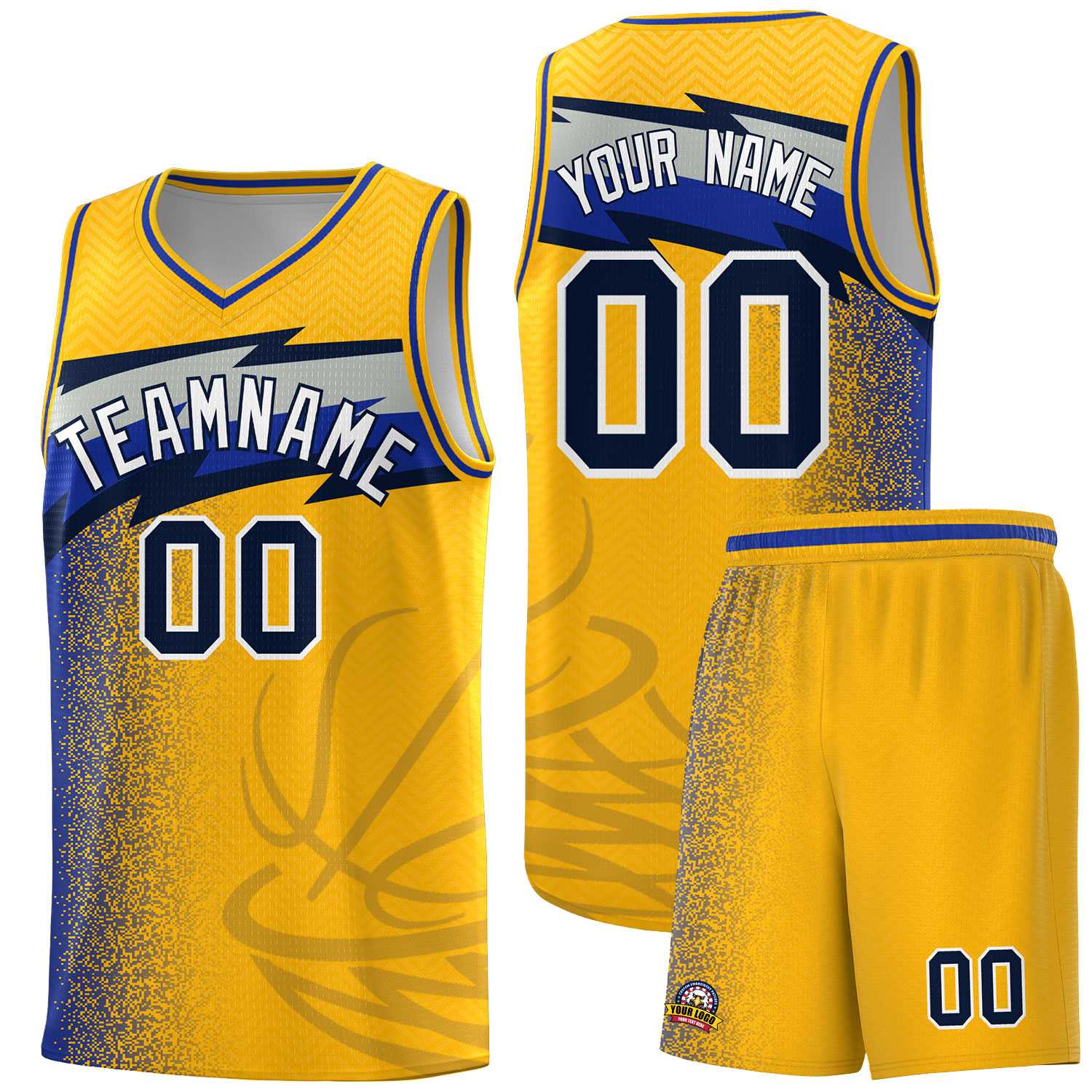 Custom Gold Dot Scatter Graffiti Pattern Sports Uniform Basketball Jersey