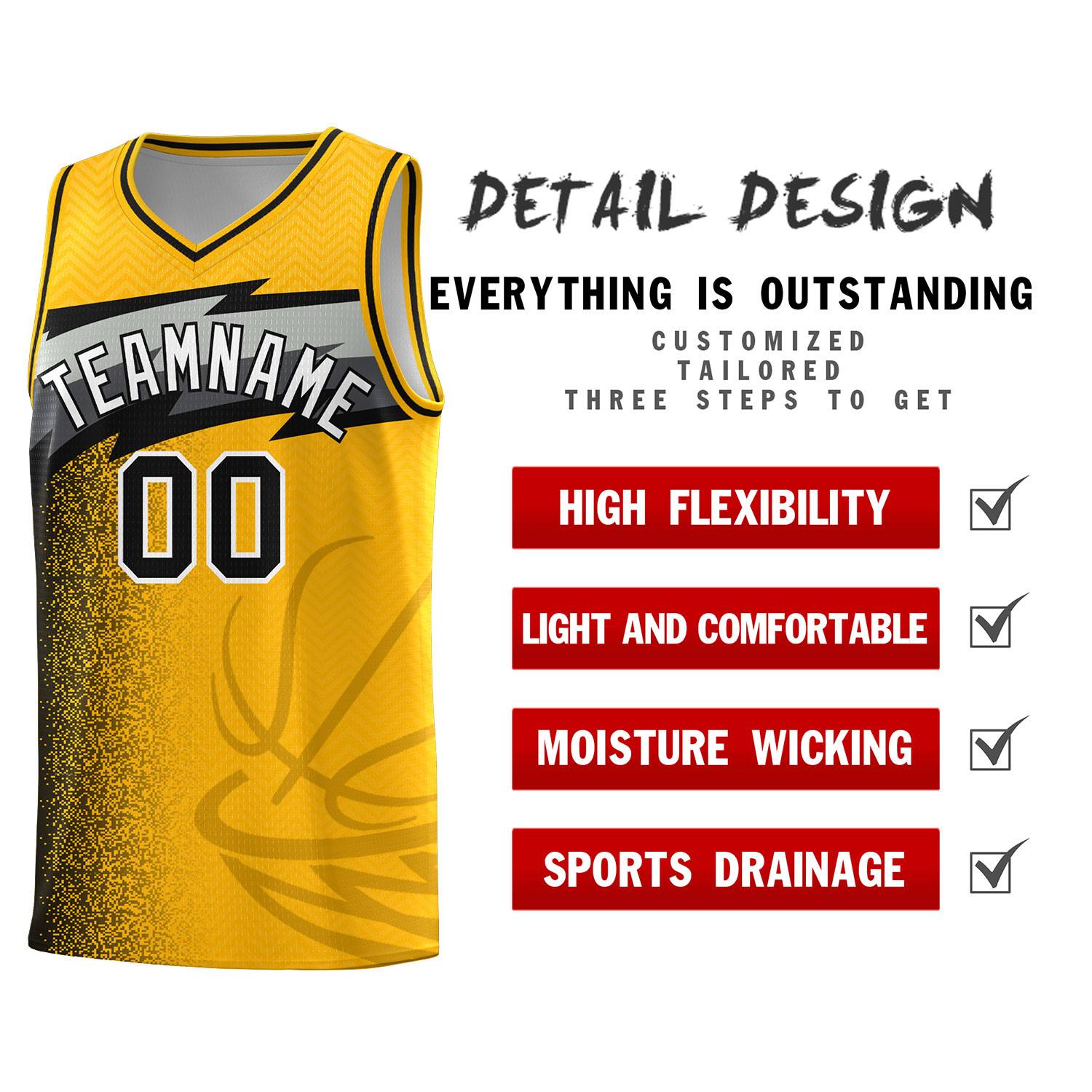 Custom Gold Dot Scatter Graffiti Pattern Sports Uniform Basketball Jersey