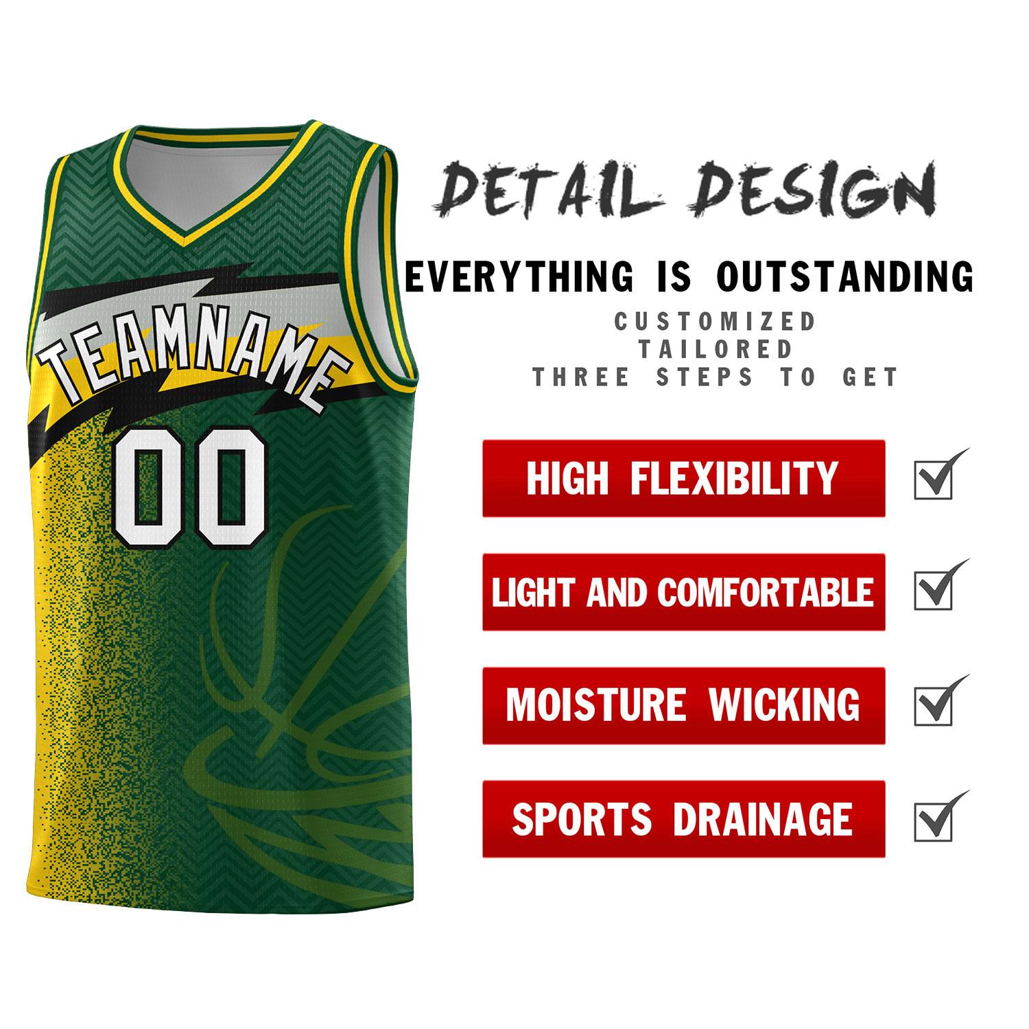 Custom Kelly Green Dot Scatter Graffiti Pattern Sports Uniform Basketball Jersey