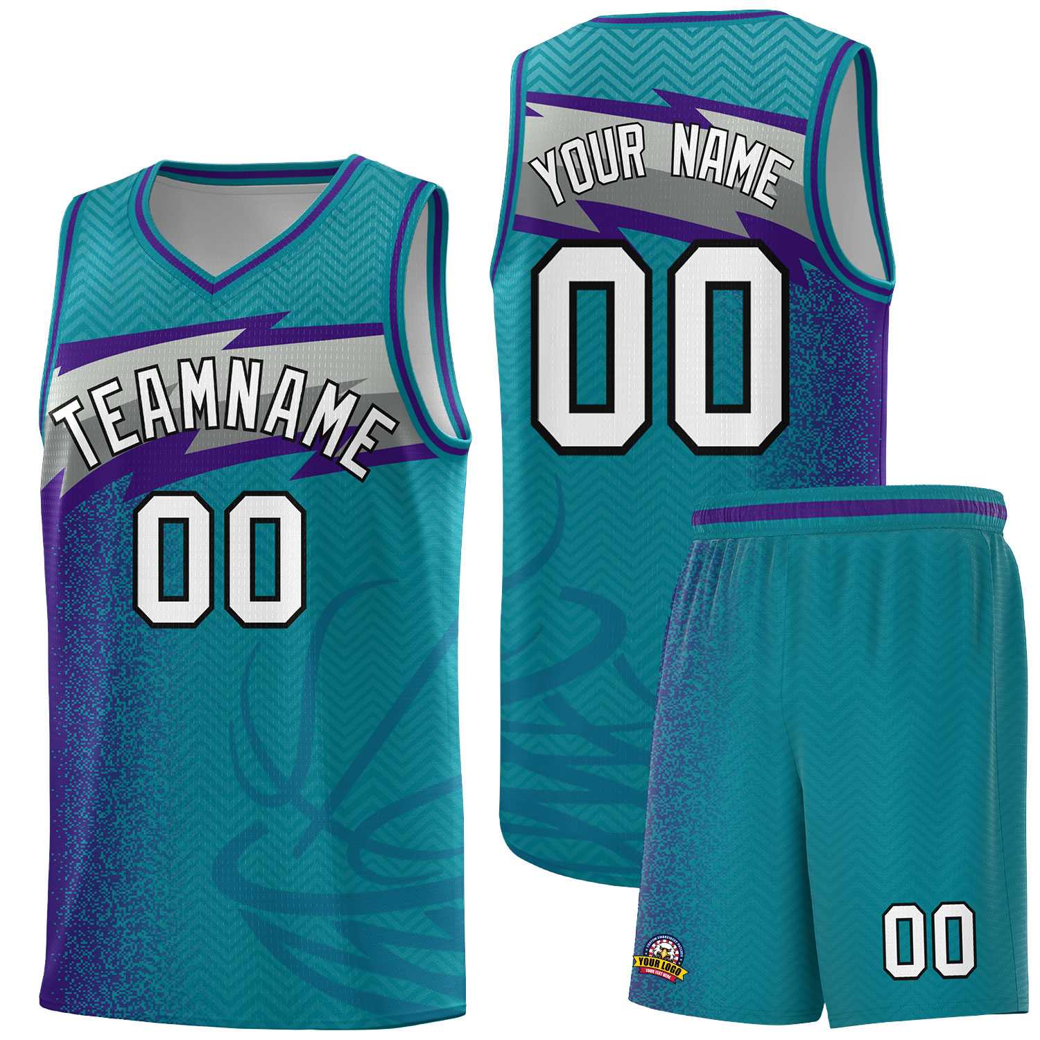 Custom Aqua Dot Scatter Graffiti Pattern Sports Uniform Basketball Jersey