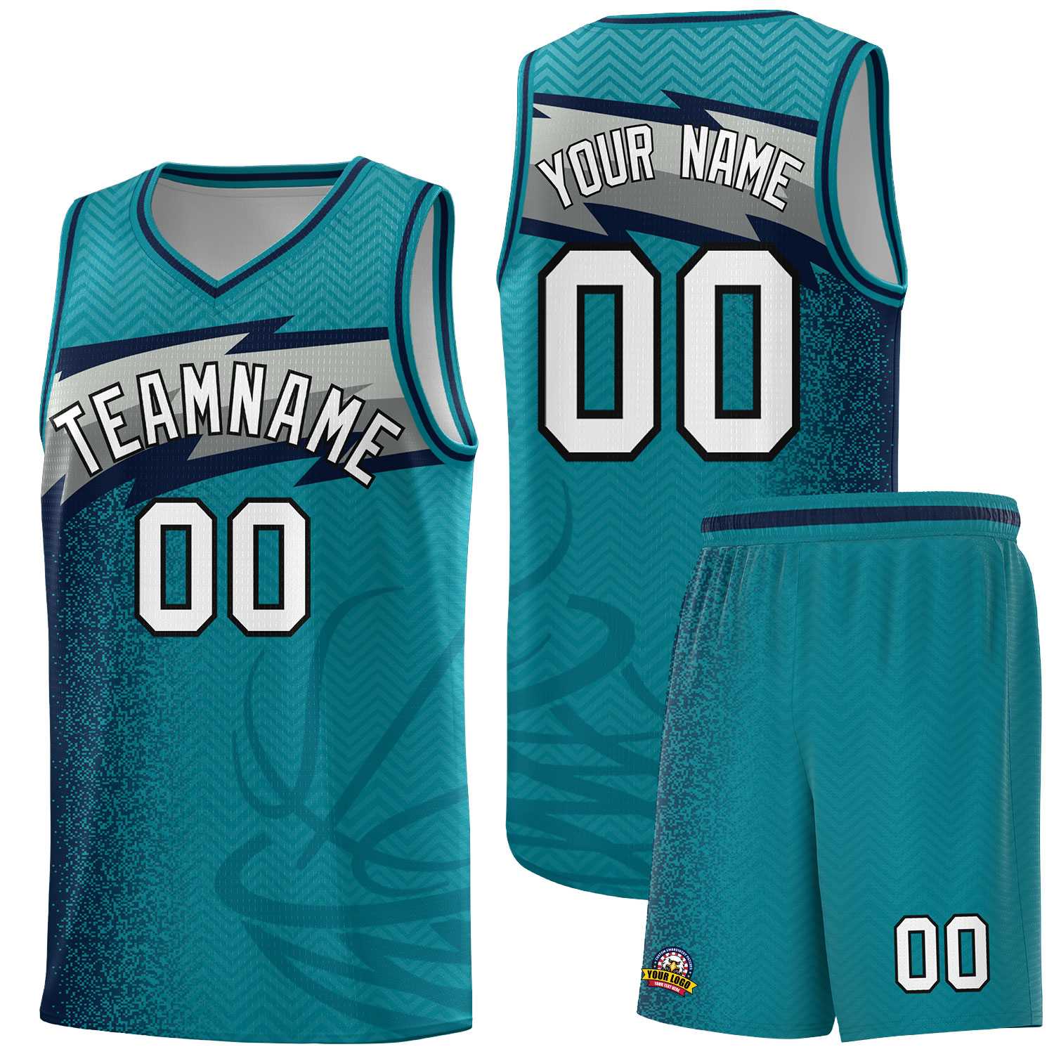 Custom Aqua Dot Scatter Graffiti Pattern Sports Uniform Basketball Jersey