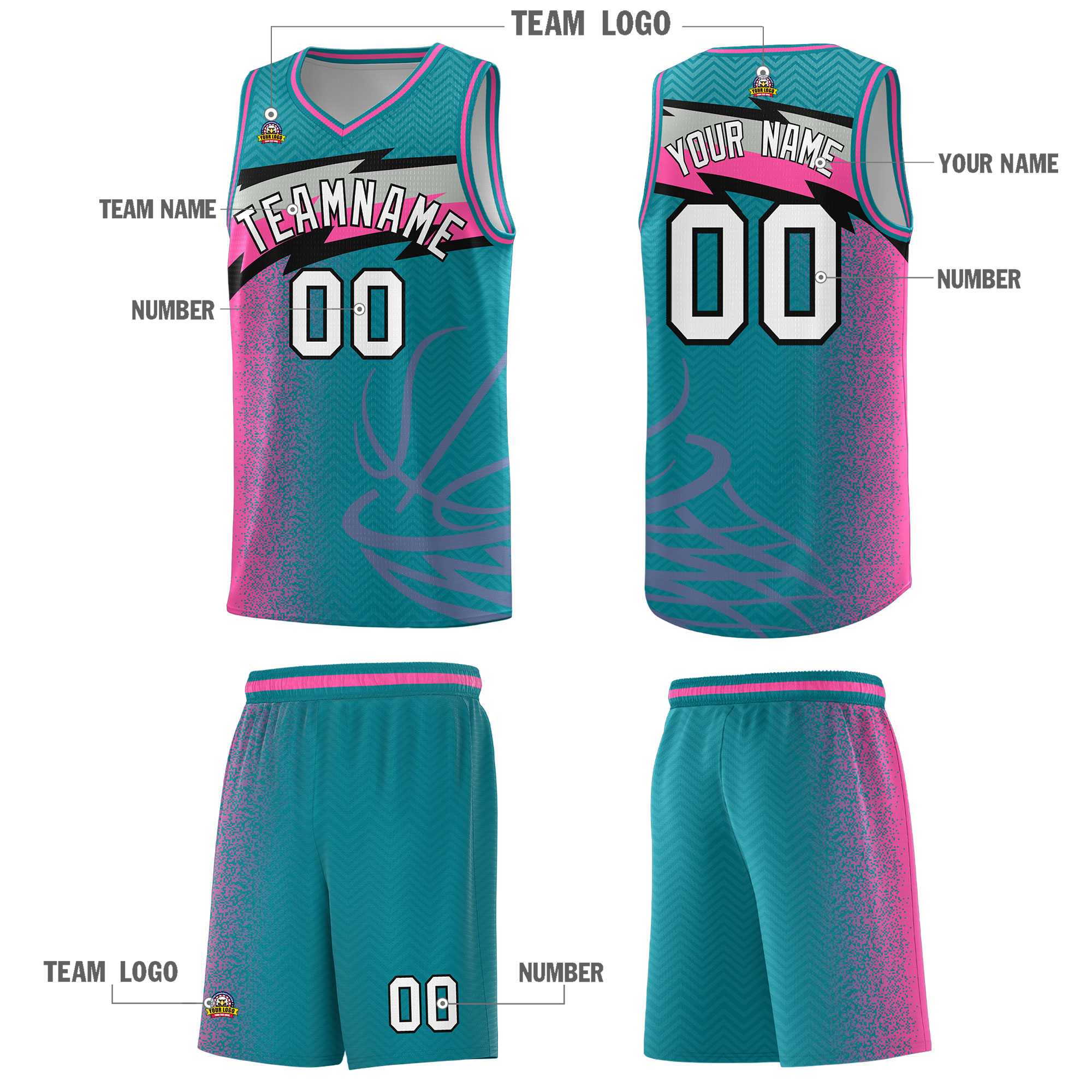 Custom Aqua Dot Scatter Graffiti Pattern Sports Uniform Basketball Jersey