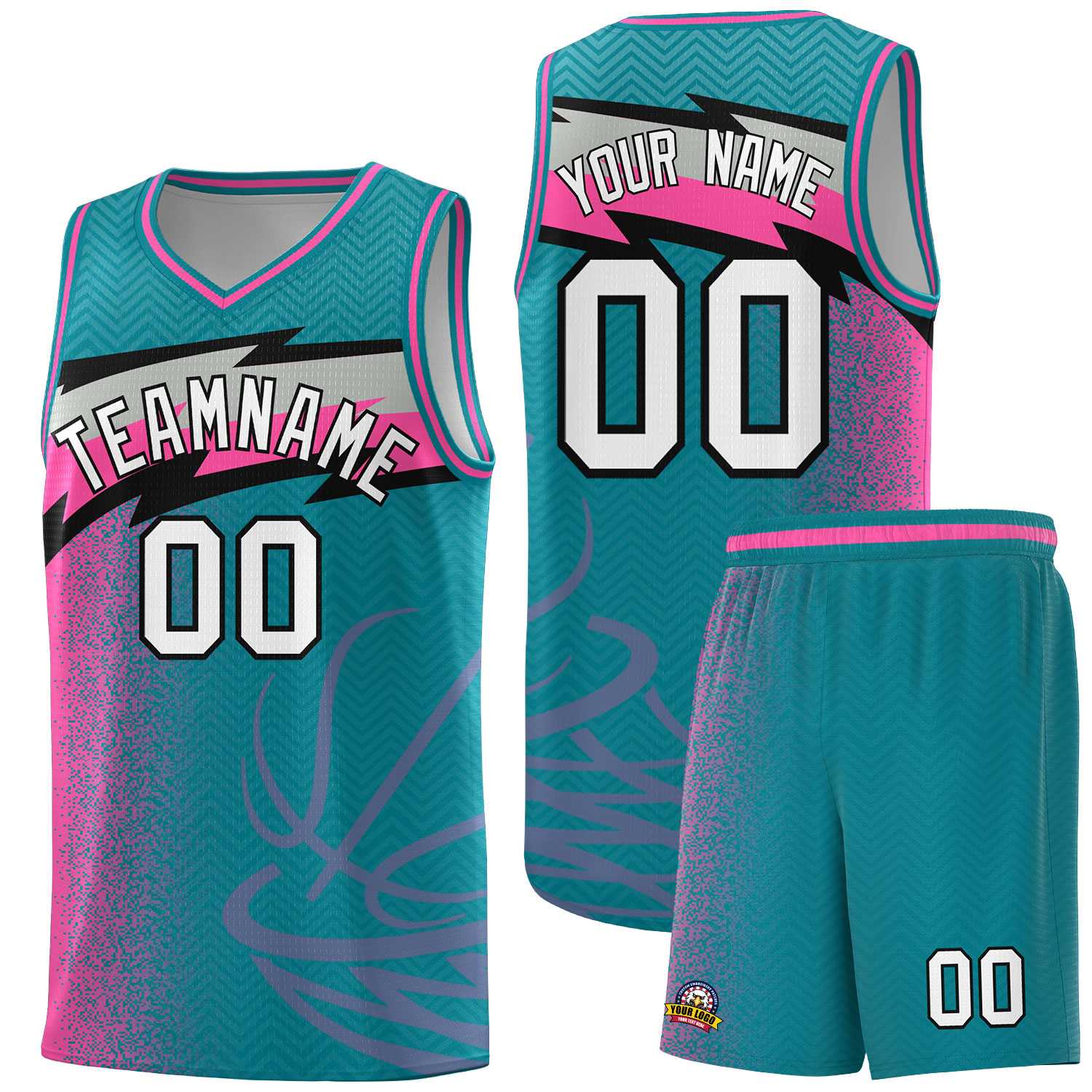 Custom Aqua Dot Scatter Graffiti Pattern Sports Uniform Basketball Jersey