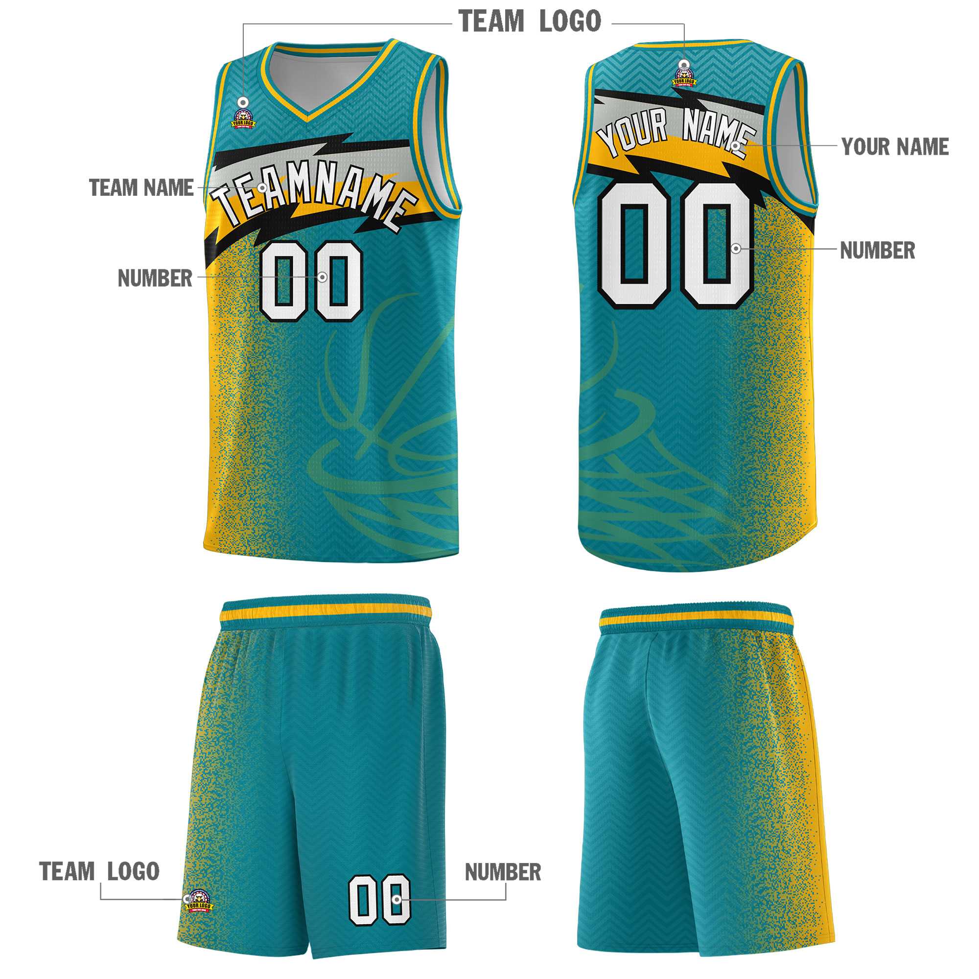 Custom Aqua Dot Scatter Graffiti Pattern Sports Uniform Basketball Jersey