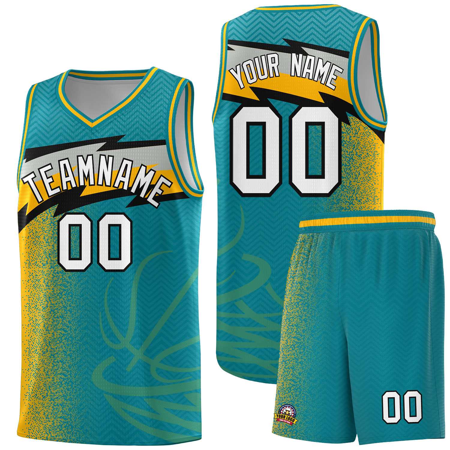 Custom Aqua Dot Scatter Graffiti Pattern Sports Uniform Basketball Jersey