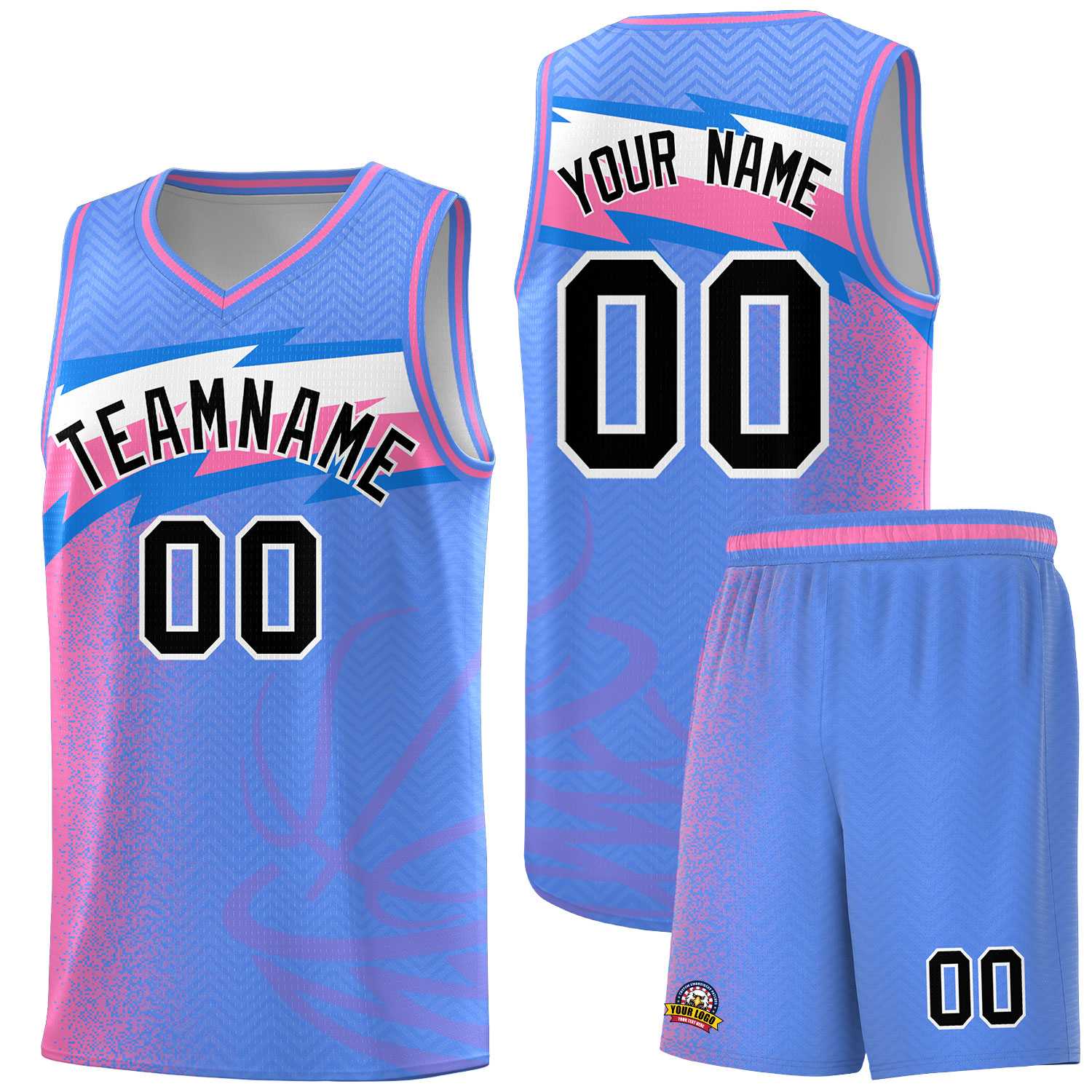 Custom Blue Dot Scatter Graffiti Pattern Sports Uniform Basketball Jersey