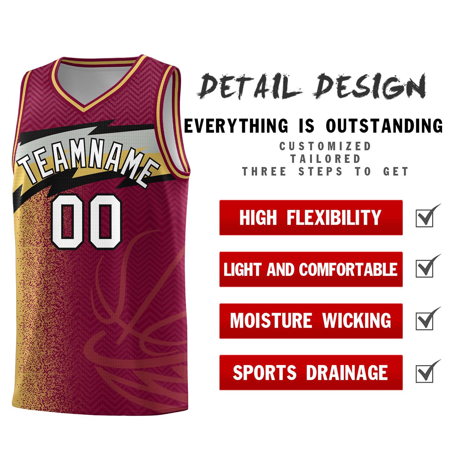 Custom Crimson Dot Scatter Graffiti Pattern Sports Uniform Basketball Jersey