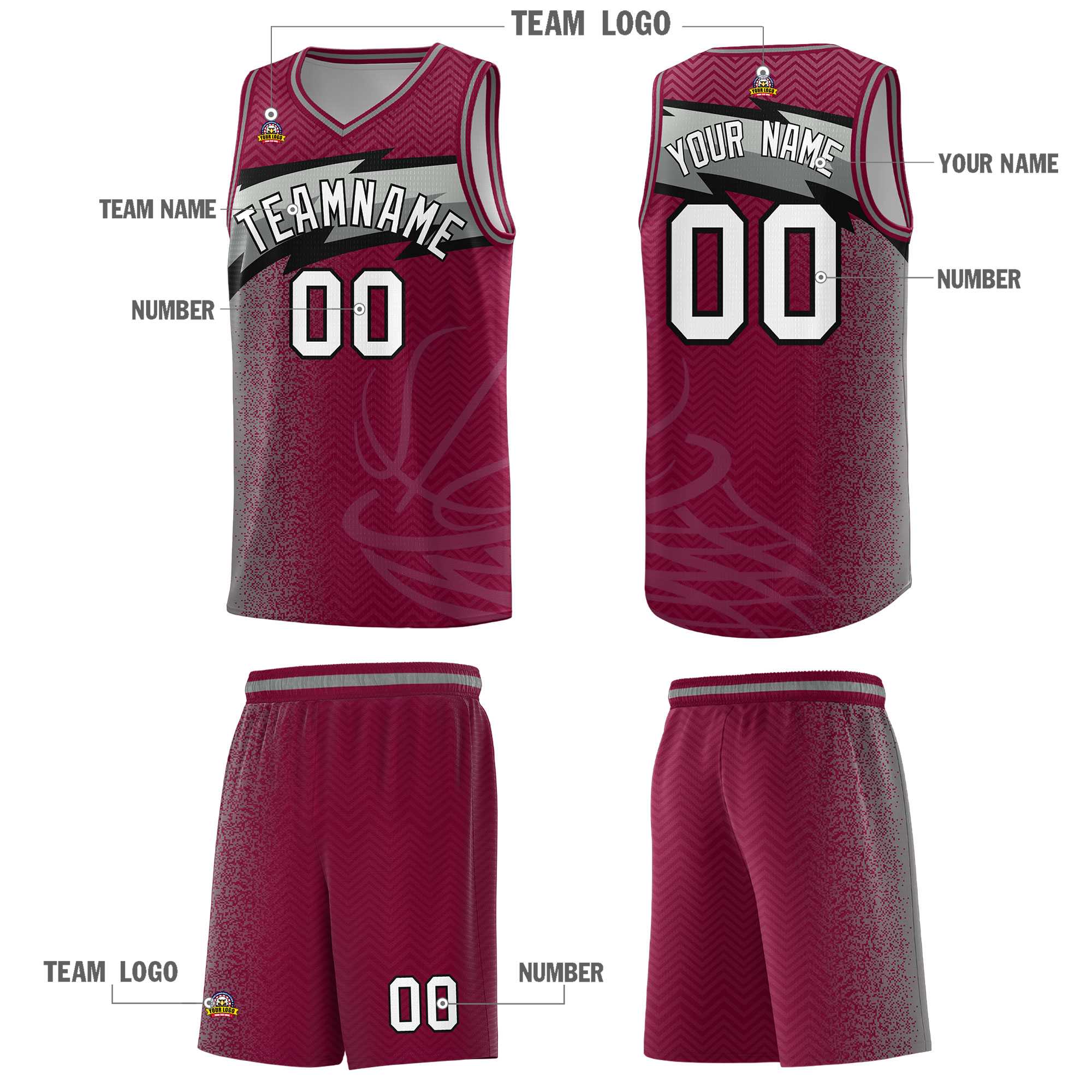 Custom Crimson Dot Scatter Graffiti Pattern Sports Uniform Basketball Jersey