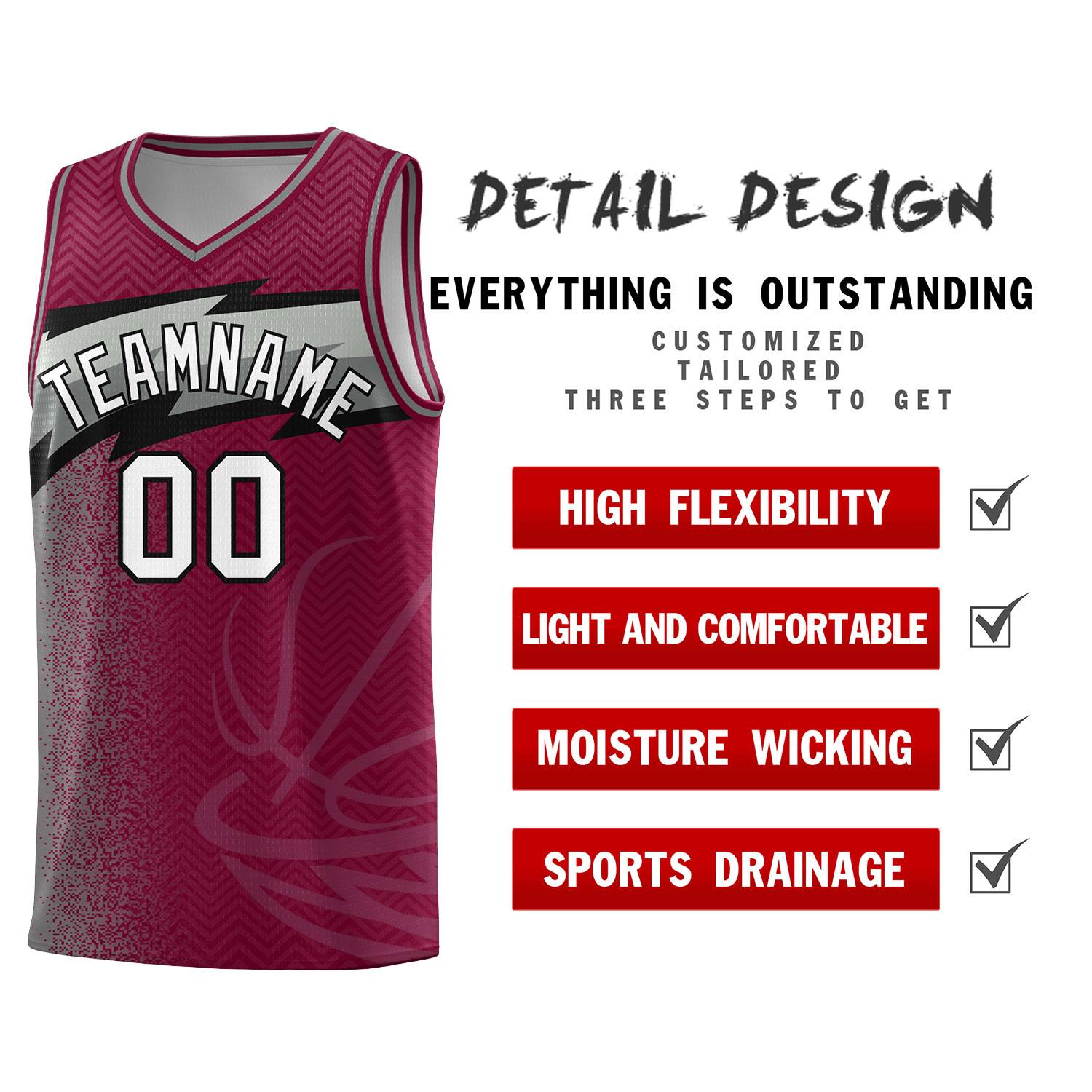 Custom Crimson Dot Scatter Graffiti Pattern Sports Uniform Basketball Jersey