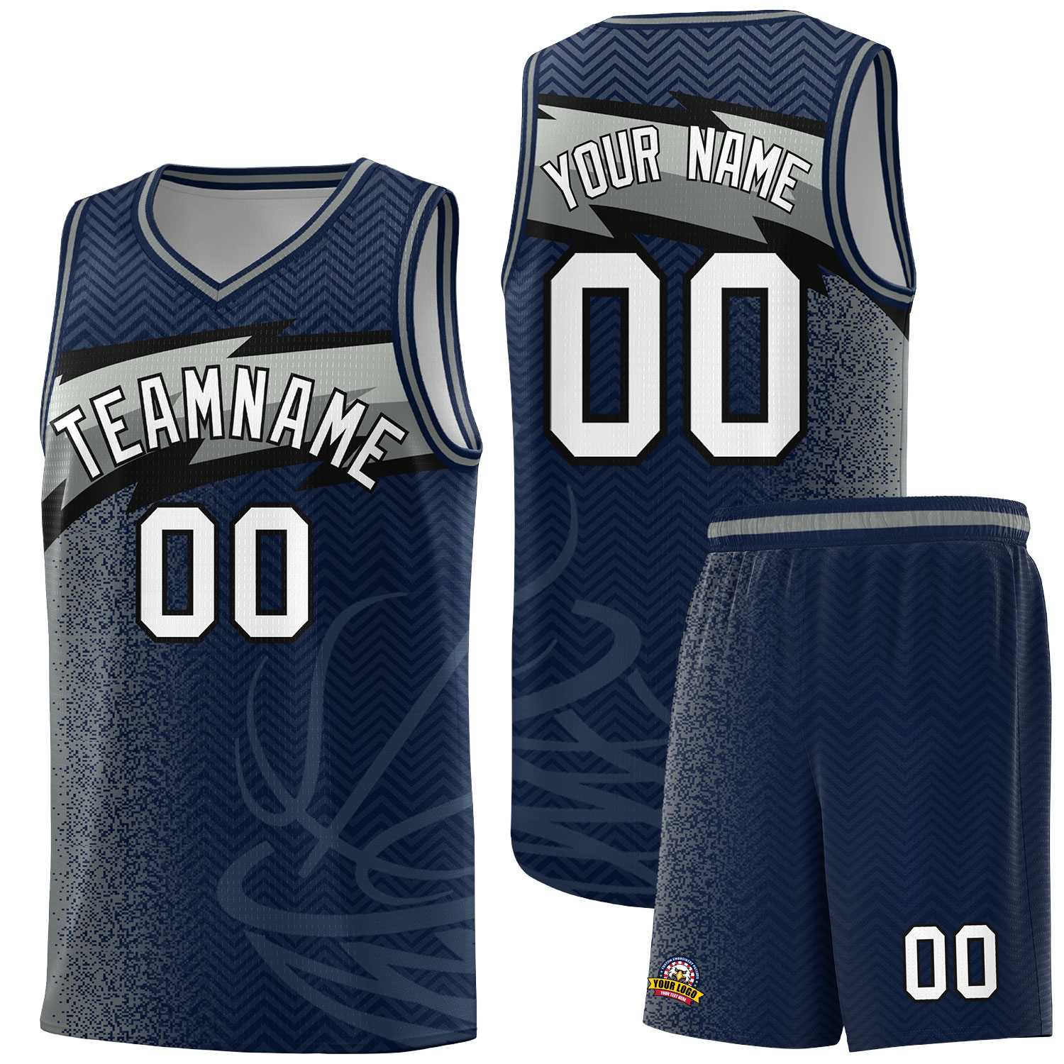 Custom Navy Dot Scatter Graffiti Pattern Sports Uniform Basketball Jersey