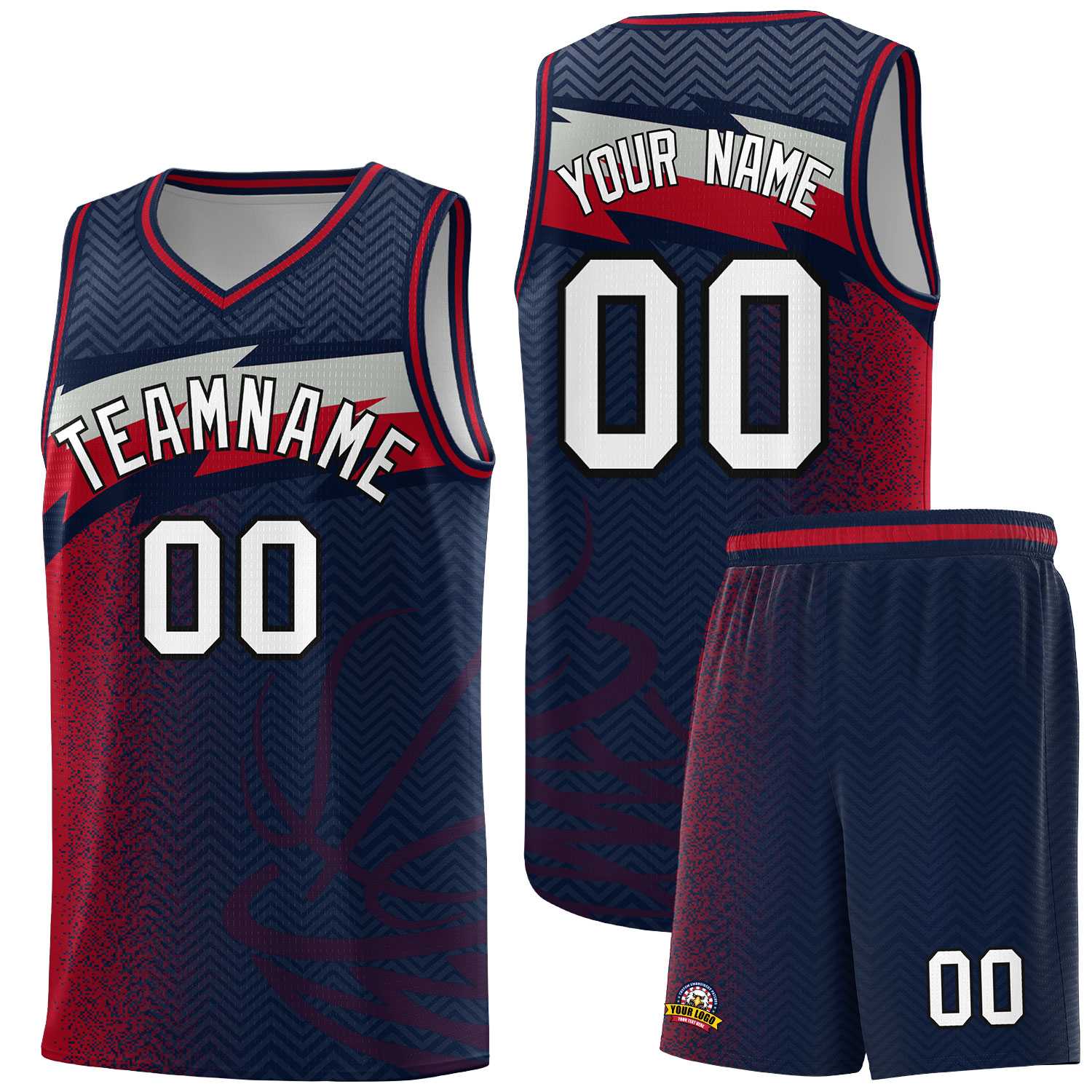 Custom Navy Dot Scatter Graffiti Pattern Sports Uniform Basketball Jersey