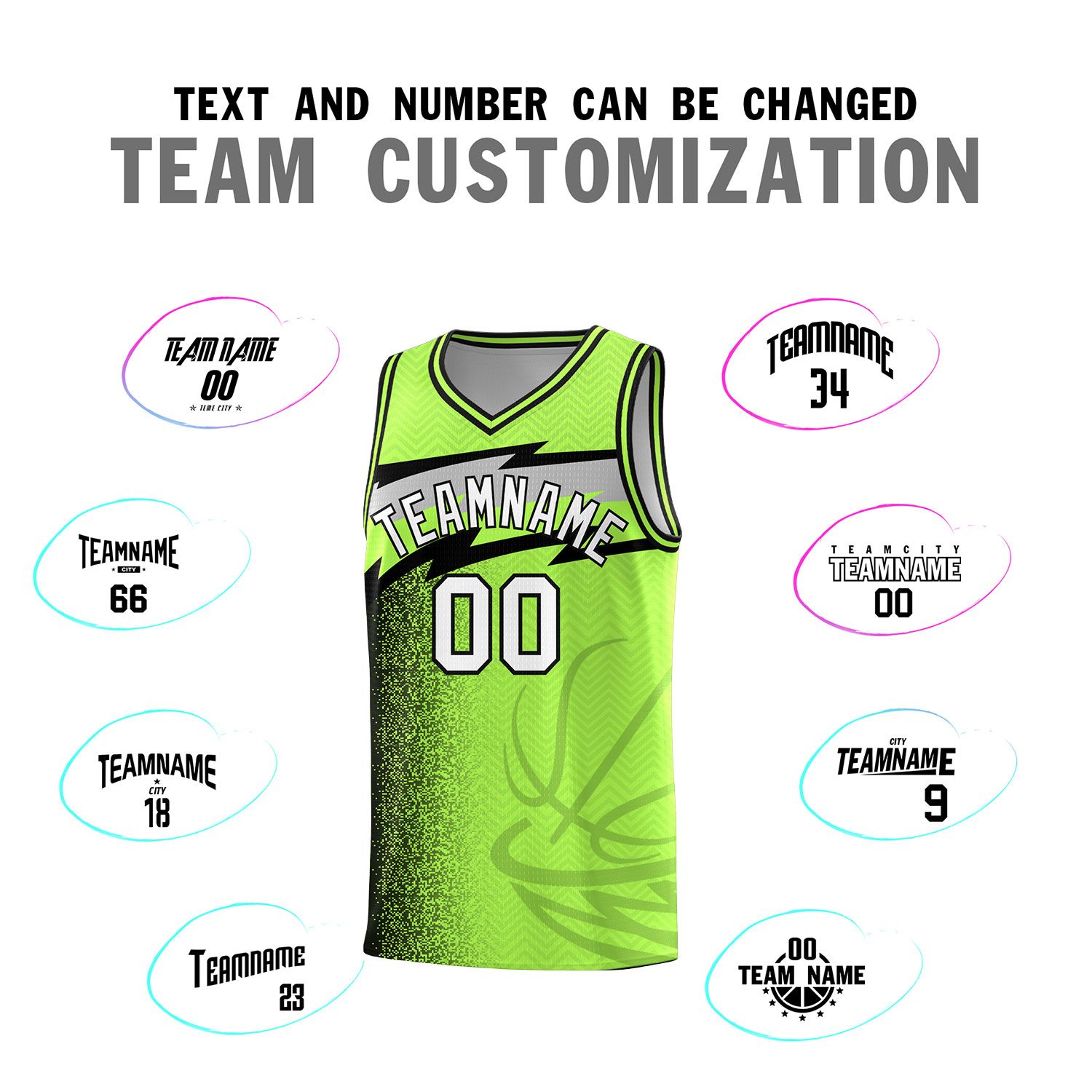 Custom Neon Green Dot Scatter Graffiti Pattern Sports Uniform Basketball Jersey