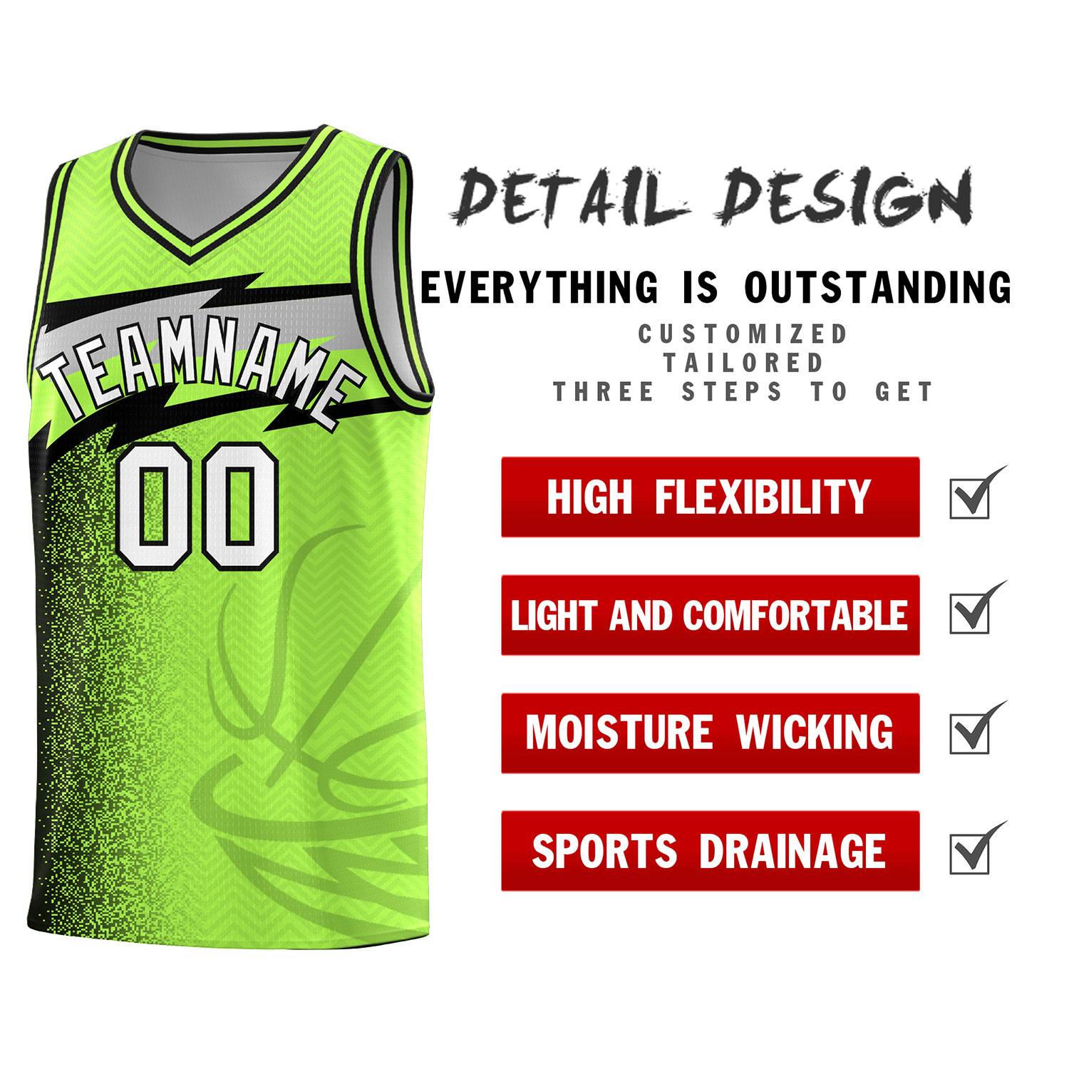 Custom Neon Green Dot Scatter Graffiti Pattern Sports Uniform Basketball Jersey