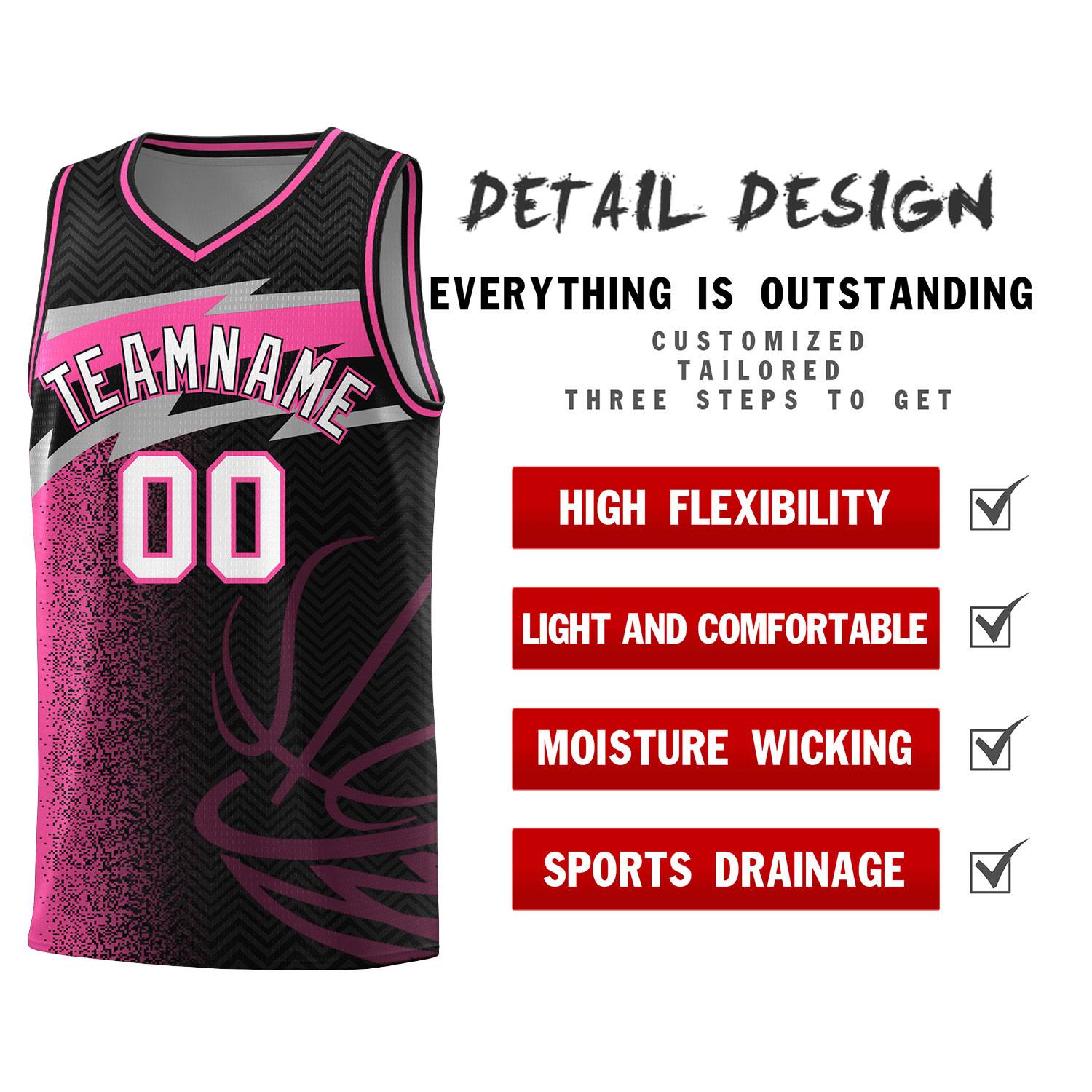 Custom Black Dot Scatter Graffiti Pattern Sports Uniform Basketball Jersey