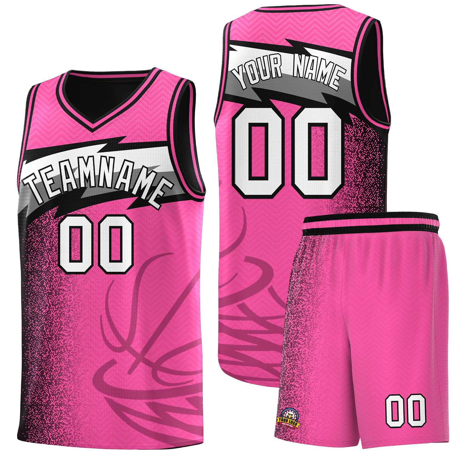 Custom Pink Dot Scatter Graffiti Pattern Sports Uniform Basketball Jersey