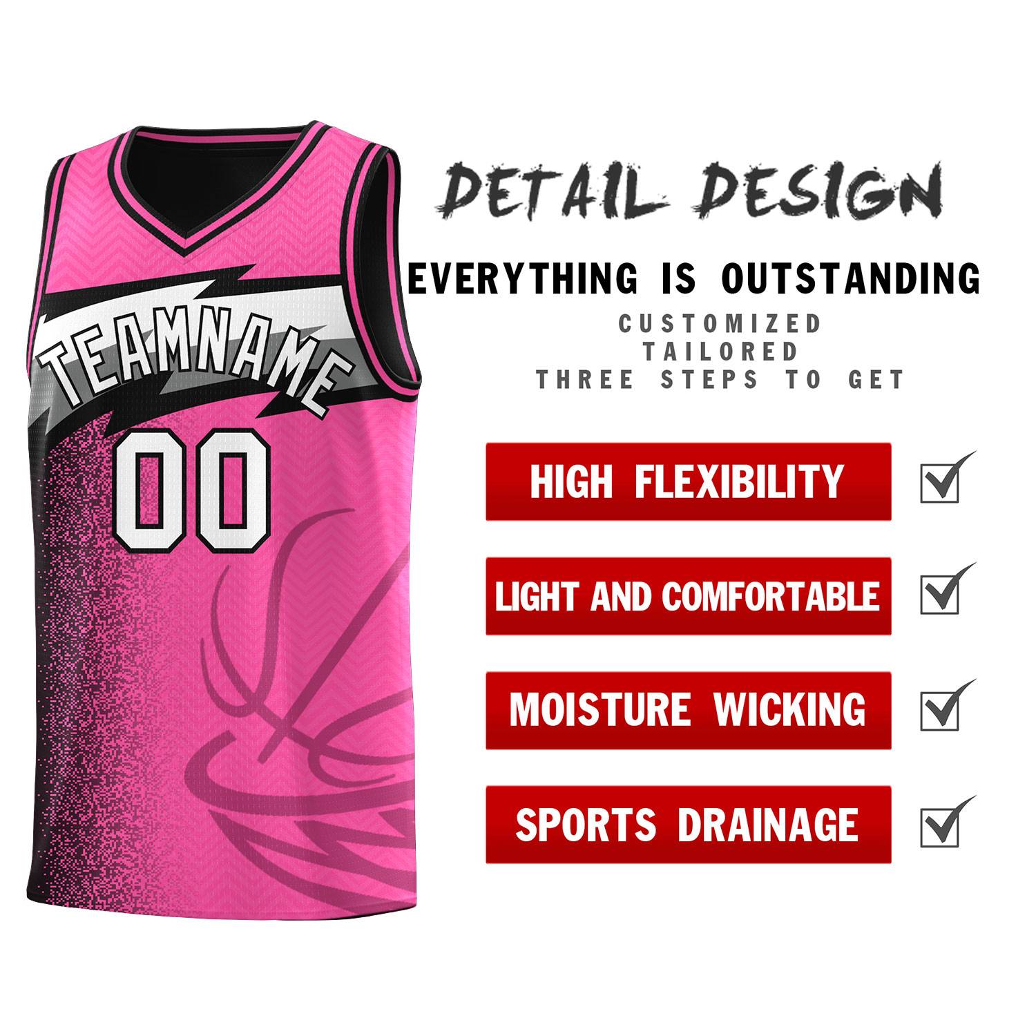 Custom Pink Dot Scatter Graffiti Pattern Sports Uniform Basketball Jersey