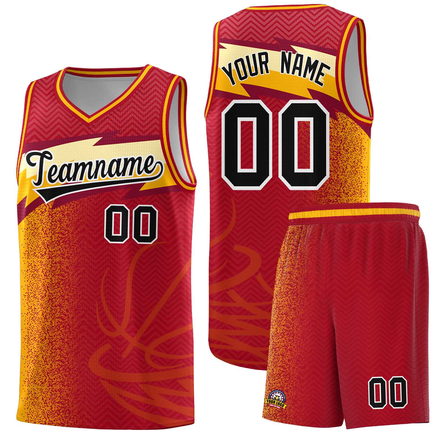 Custom Red Dot Scatter Graffiti Pattern Sports Uniform Basketball Jersey