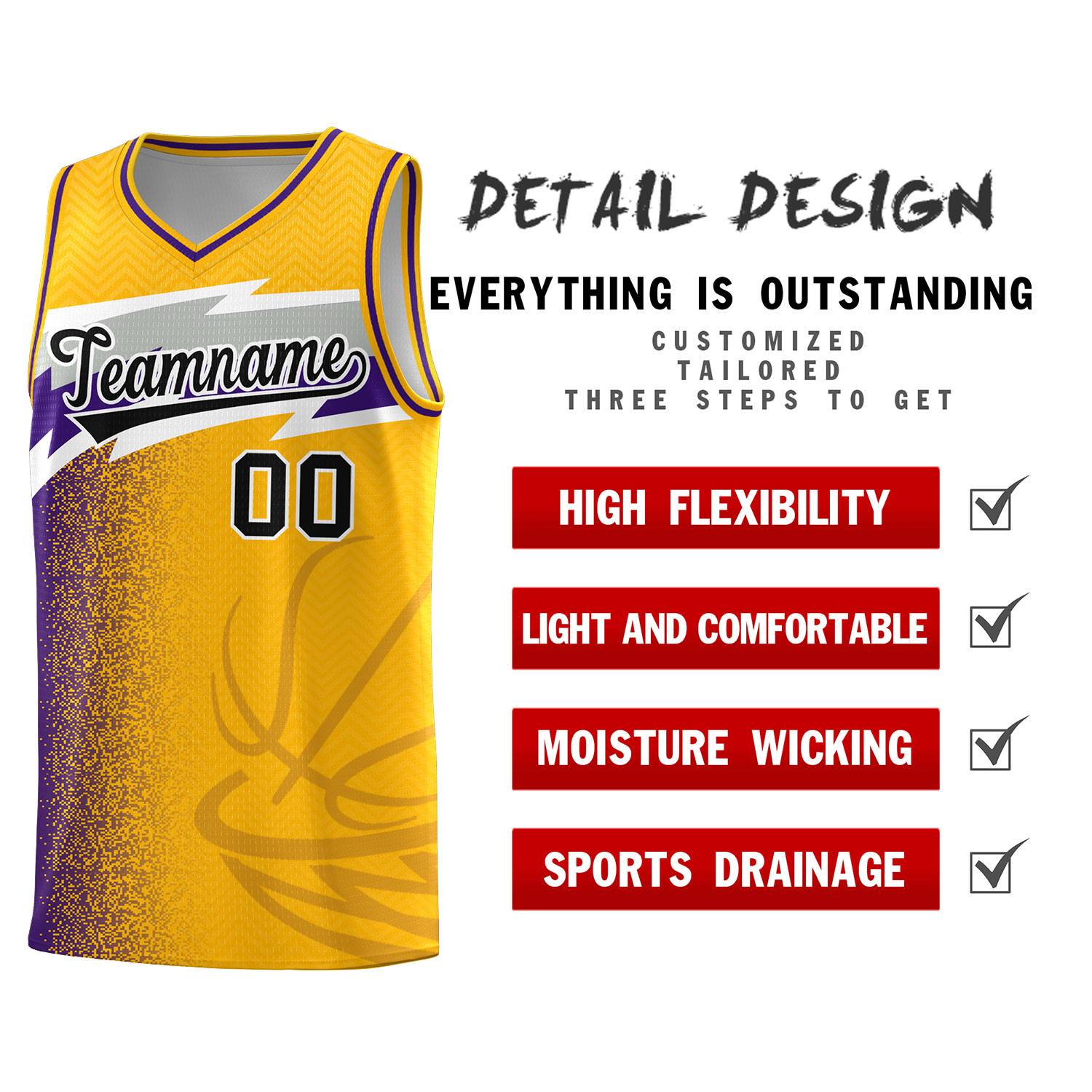 Custom Gold Dot Scatter Graffiti Pattern Sports Uniform Basketball Jersey