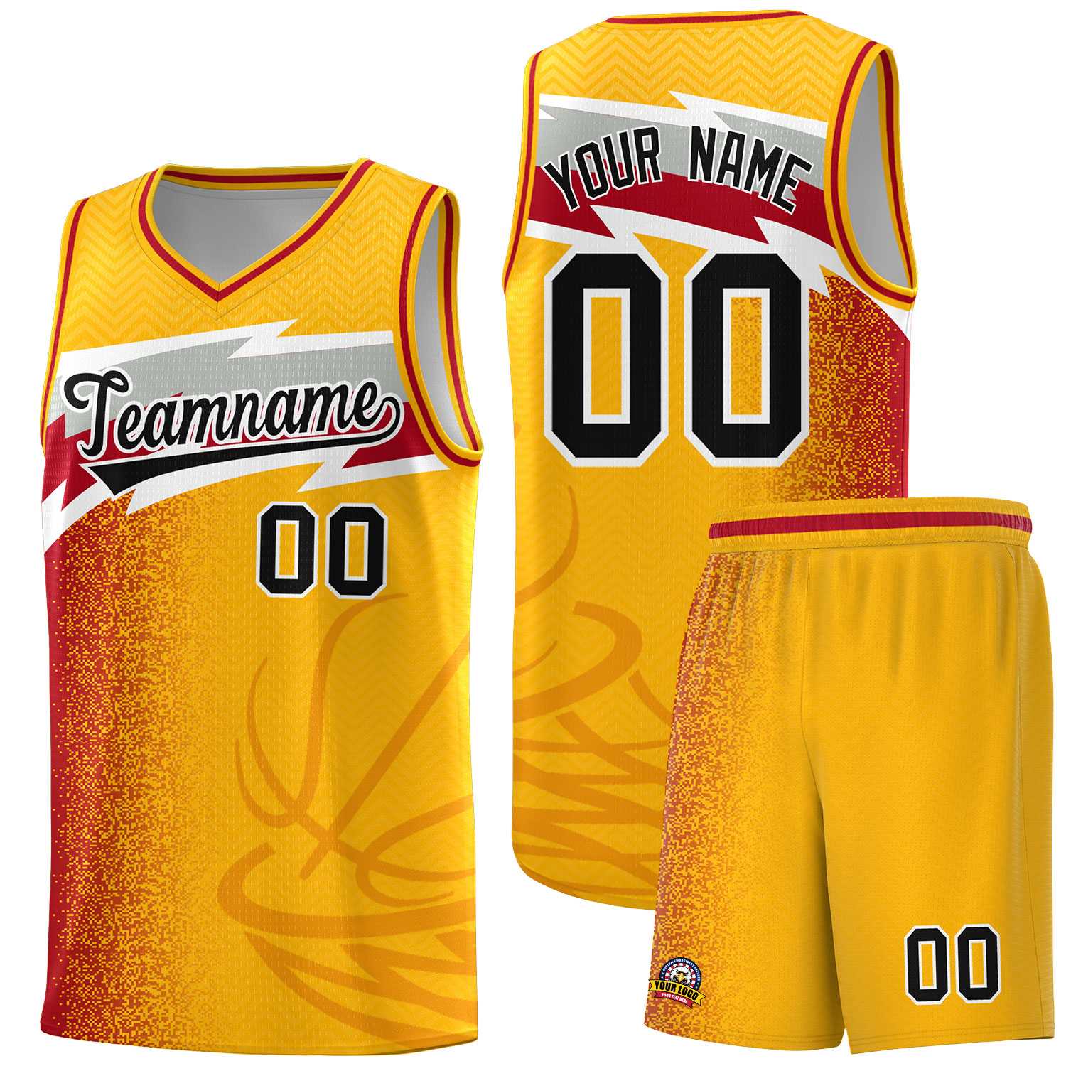 Custom Gold Dot Scatter Graffiti Pattern Sports Uniform Basketball Jersey