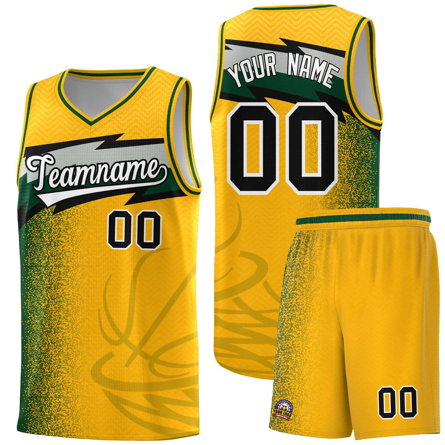 Custom Gold Dot Scatter Graffiti Pattern Sports Uniform Basketball Jersey