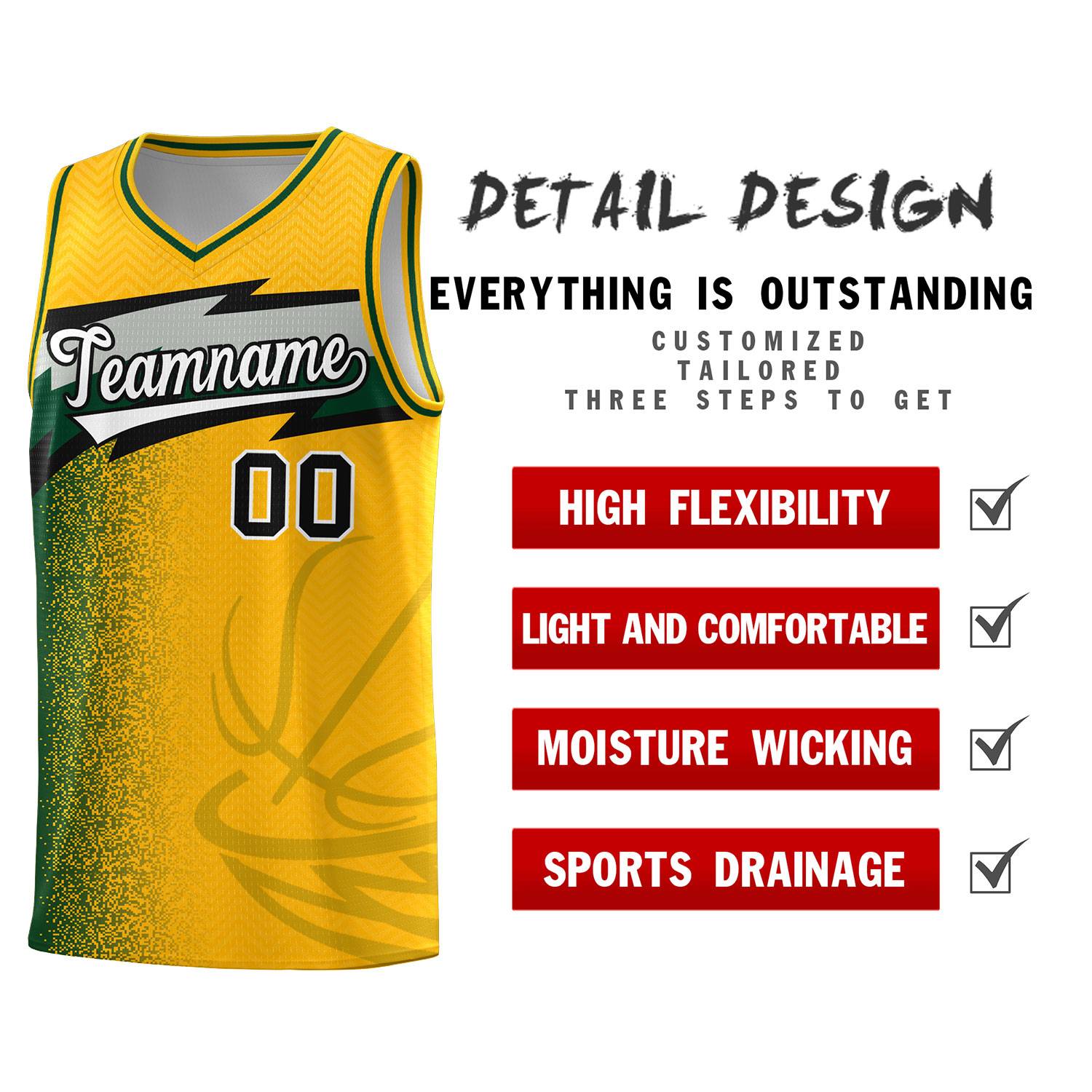 Custom Gold Dot Scatter Graffiti Pattern Sports Uniform Basketball Jersey