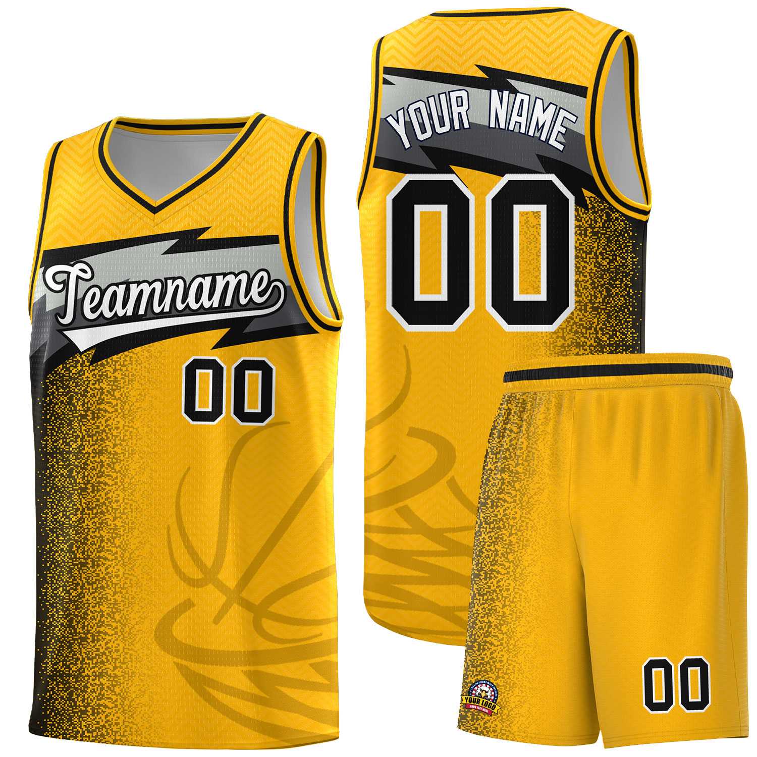 Custom Gold Dot Scatter Graffiti Pattern Sports Uniform Basketball Jersey