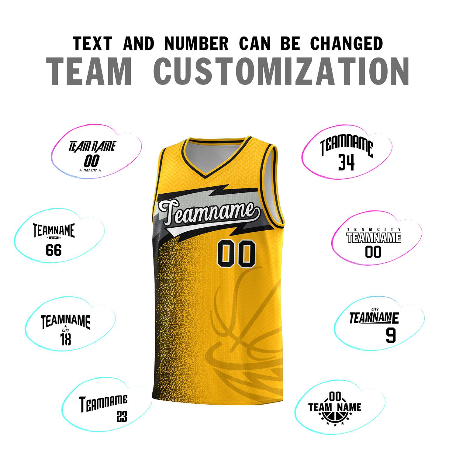 Custom Gold Dot Scatter Graffiti Pattern Sports Uniform Basketball Jersey