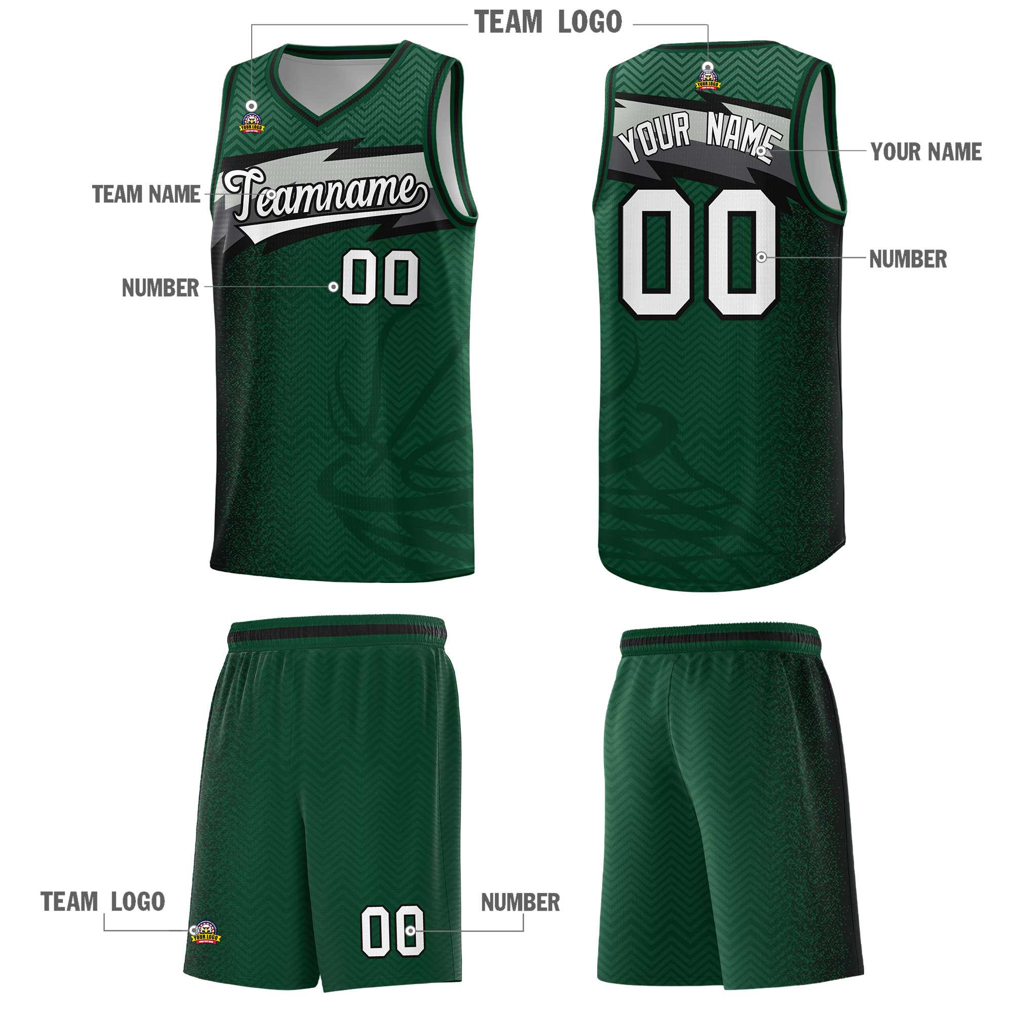 Custom Kelly Green Dot Scatter Graffiti Pattern Sports Uniform Basketball Jersey