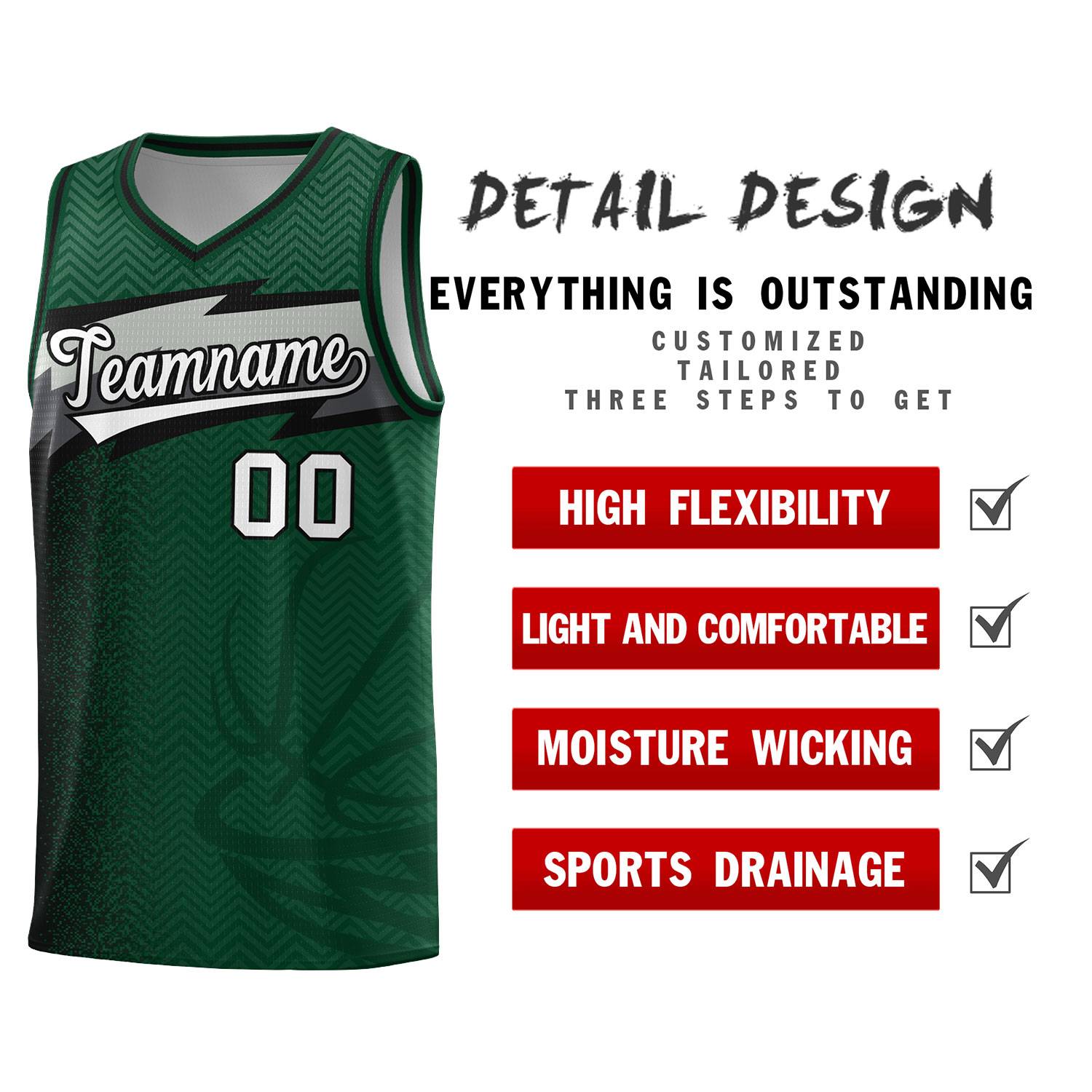 Custom Kelly Green Dot Scatter Graffiti Pattern Sports Uniform Basketball Jersey