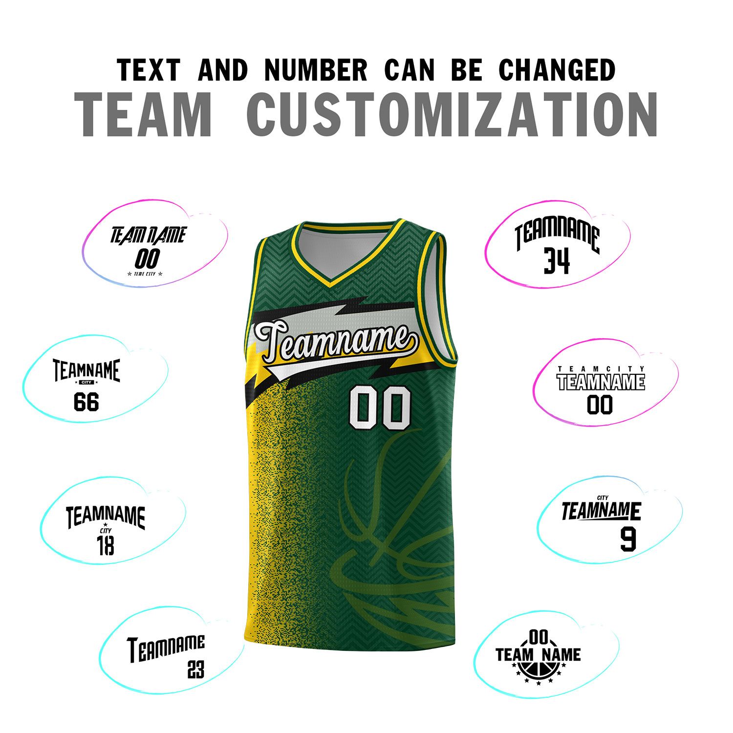 Custom Kelly Green Dot Scatter Graffiti Pattern Sports Uniform Basketball Jersey