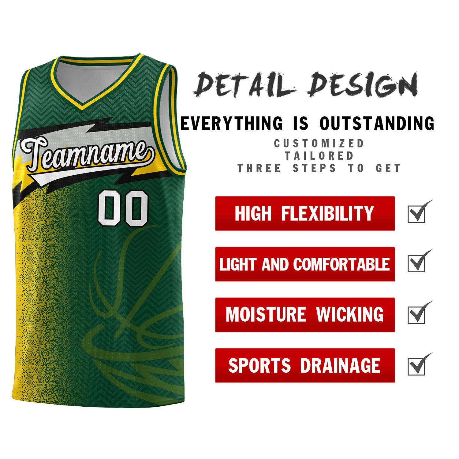 Custom Kelly Green Dot Scatter Graffiti Pattern Sports Uniform Basketball Jersey