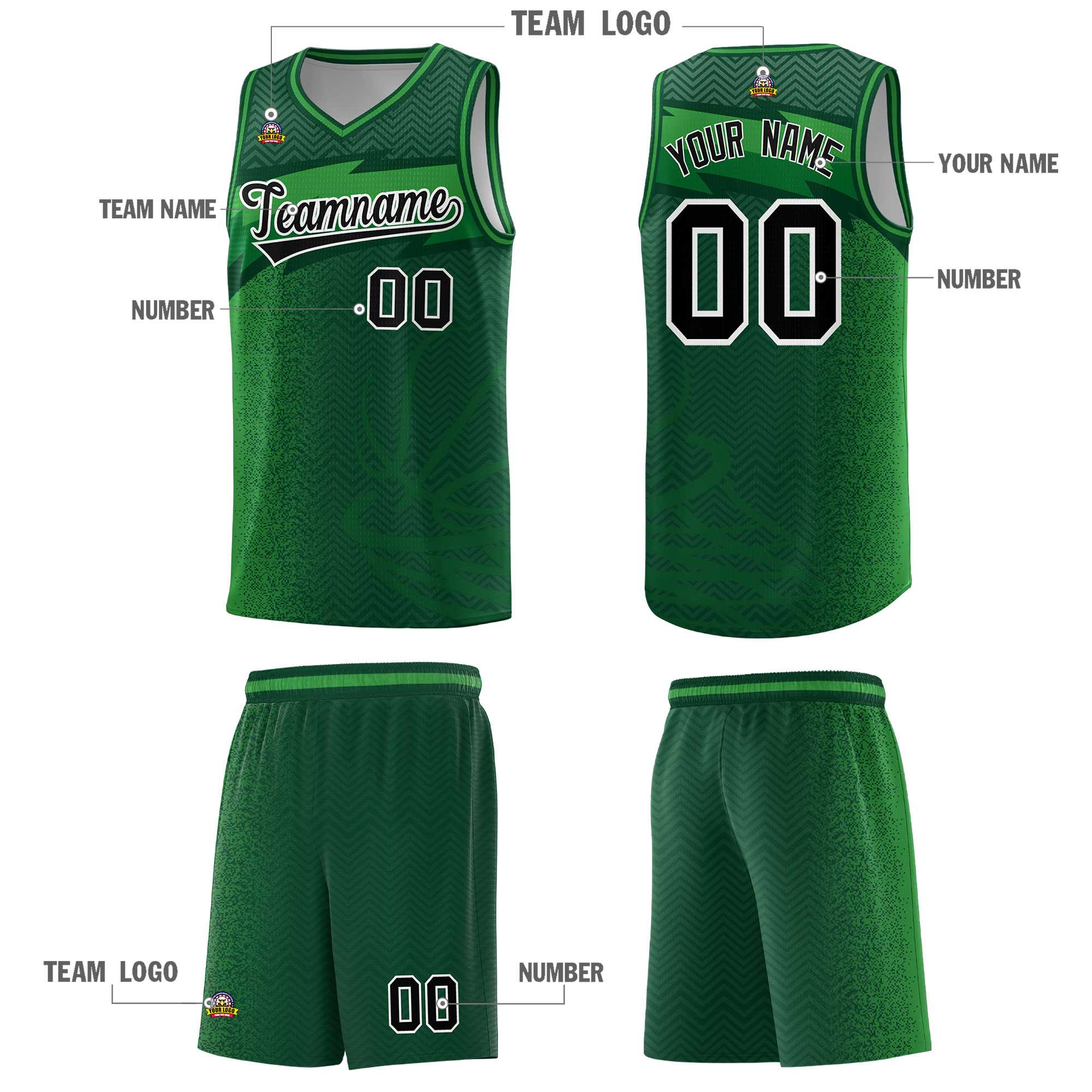 Custom Kelly Green Dot Scatter Graffiti Pattern Sports Uniform Basketball Jersey