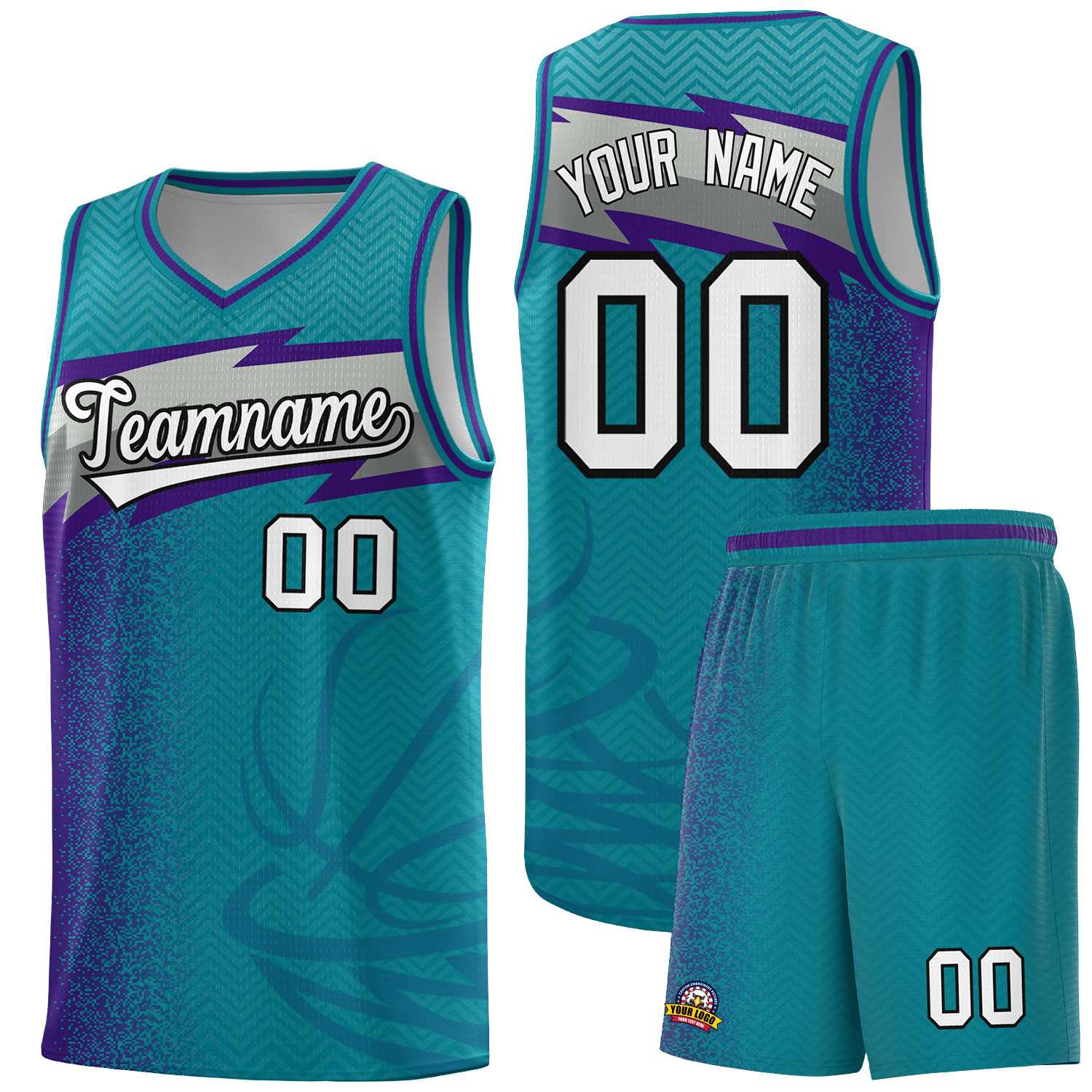 Custom Aqua Dot Scatter Graffiti Pattern Sports Uniform Basketball Jersey