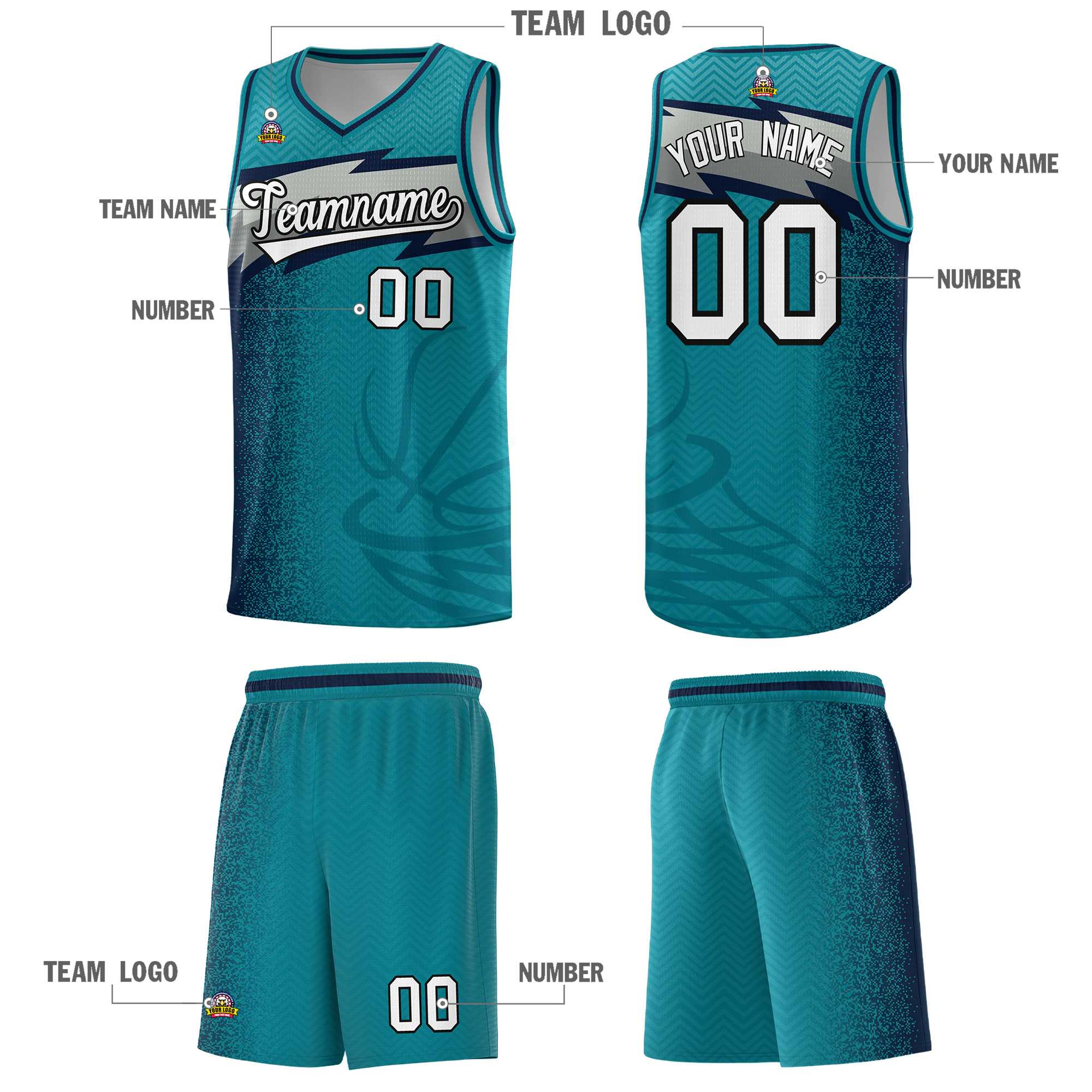 Custom Aqua Dot Scatter Graffiti Pattern Sports Uniform Basketball Jersey