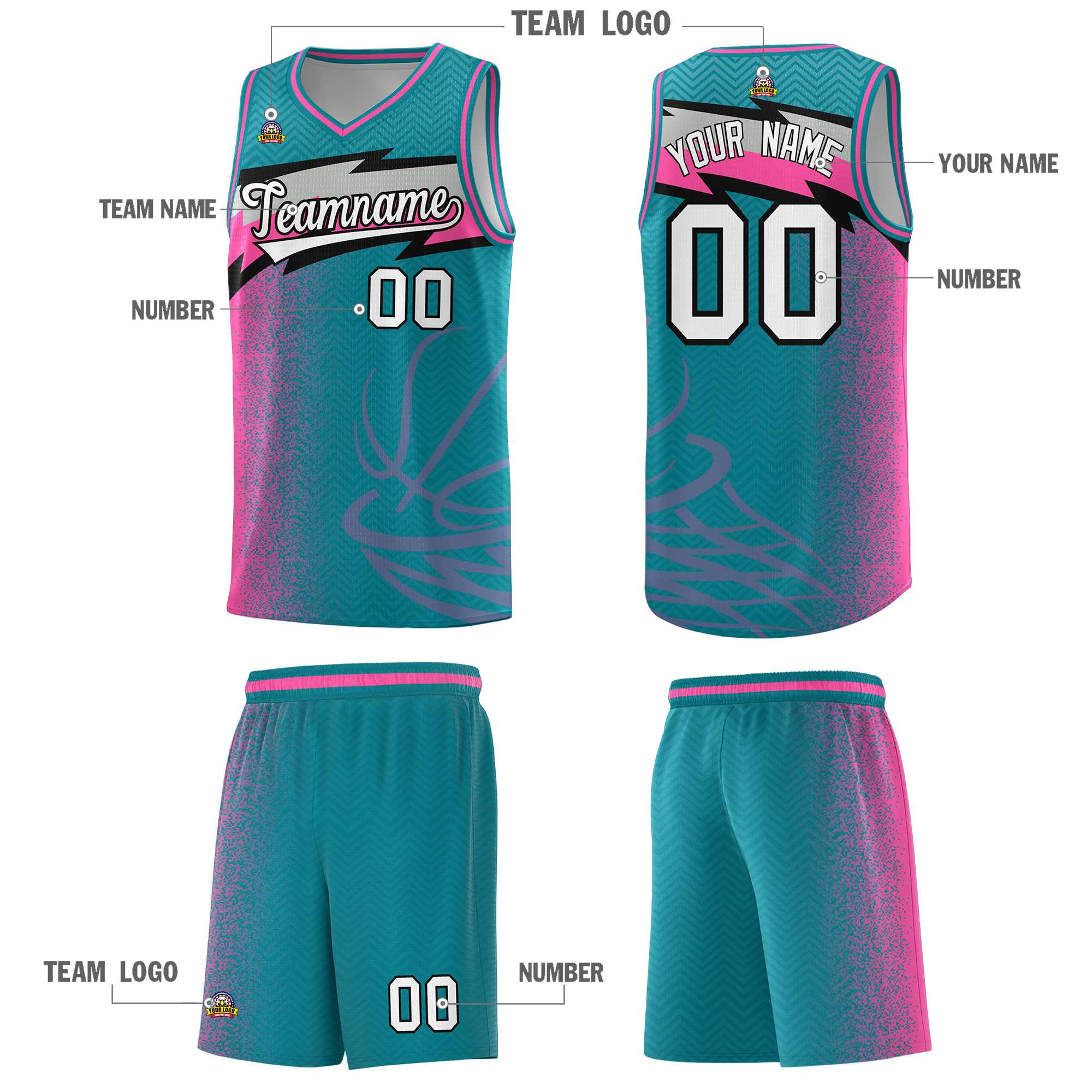 Custom Aqua Dot Scatter Graffiti Pattern Sports Uniform Basketball Jersey