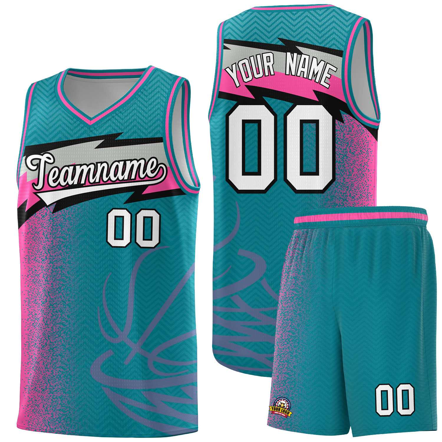 Custom Aqua Dot Scatter Graffiti Pattern Sports Uniform Basketball Jersey