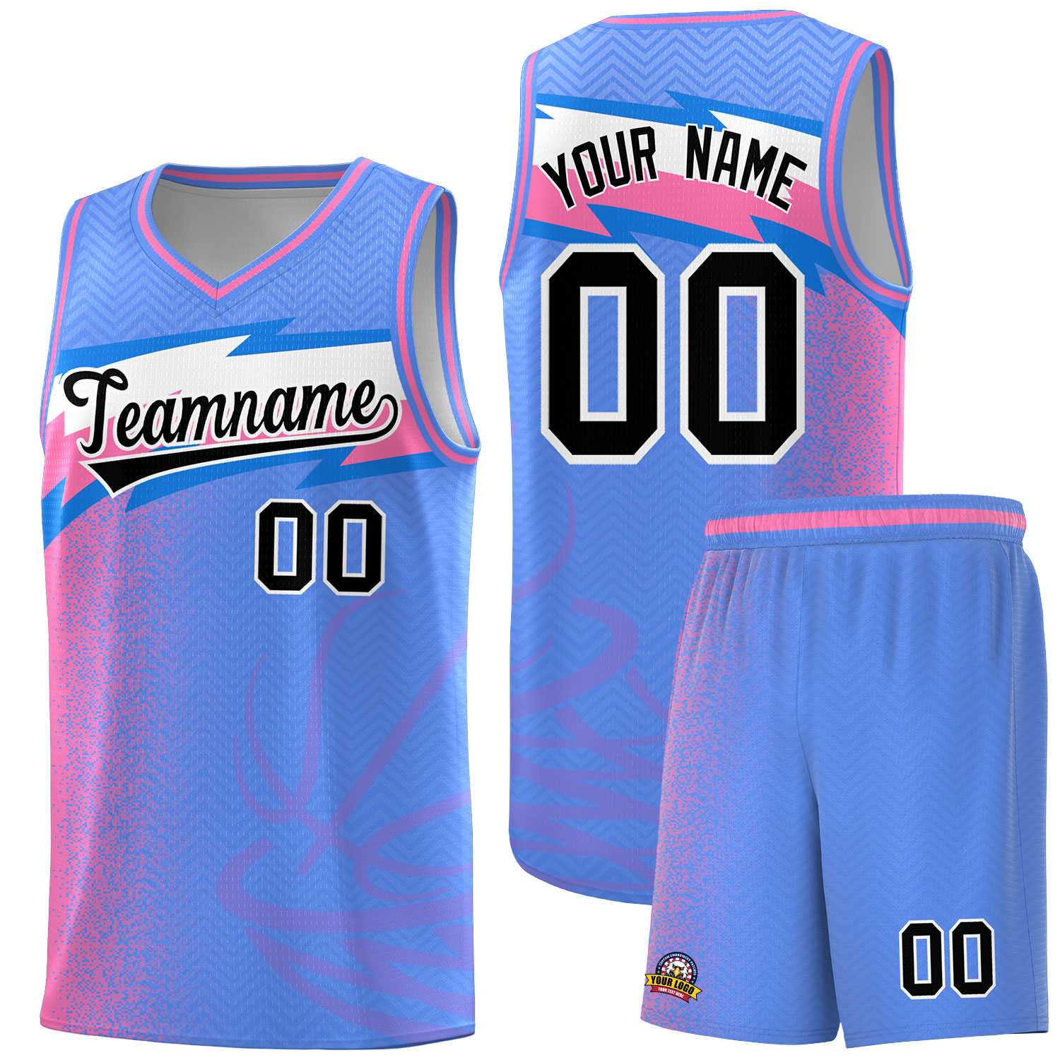 Custom Blue Dot Scatter Graffiti Pattern Sports Uniform Basketball Jersey