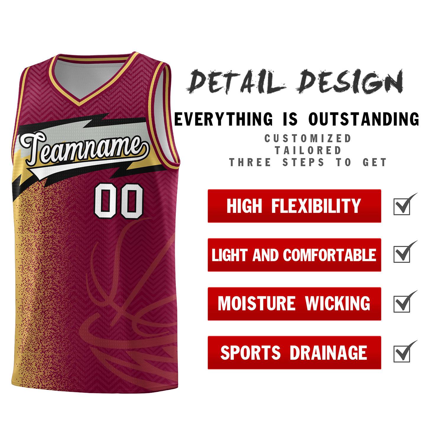 Custom Crimson Dot Scatter Graffiti Pattern Sports Uniform Basketball Jersey