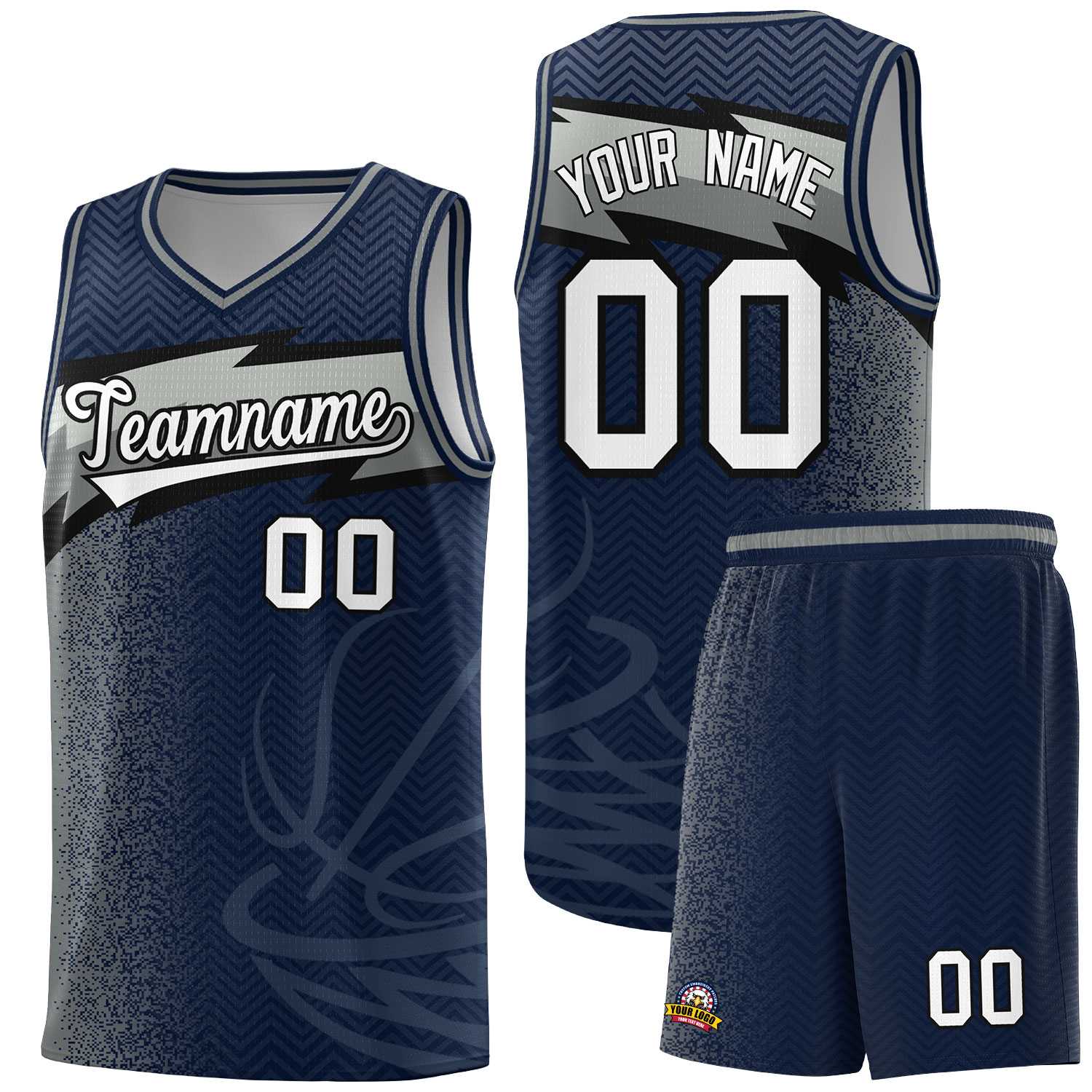 Custom Navy Dot Scatter Graffiti Pattern Sports Uniform Basketball Jersey