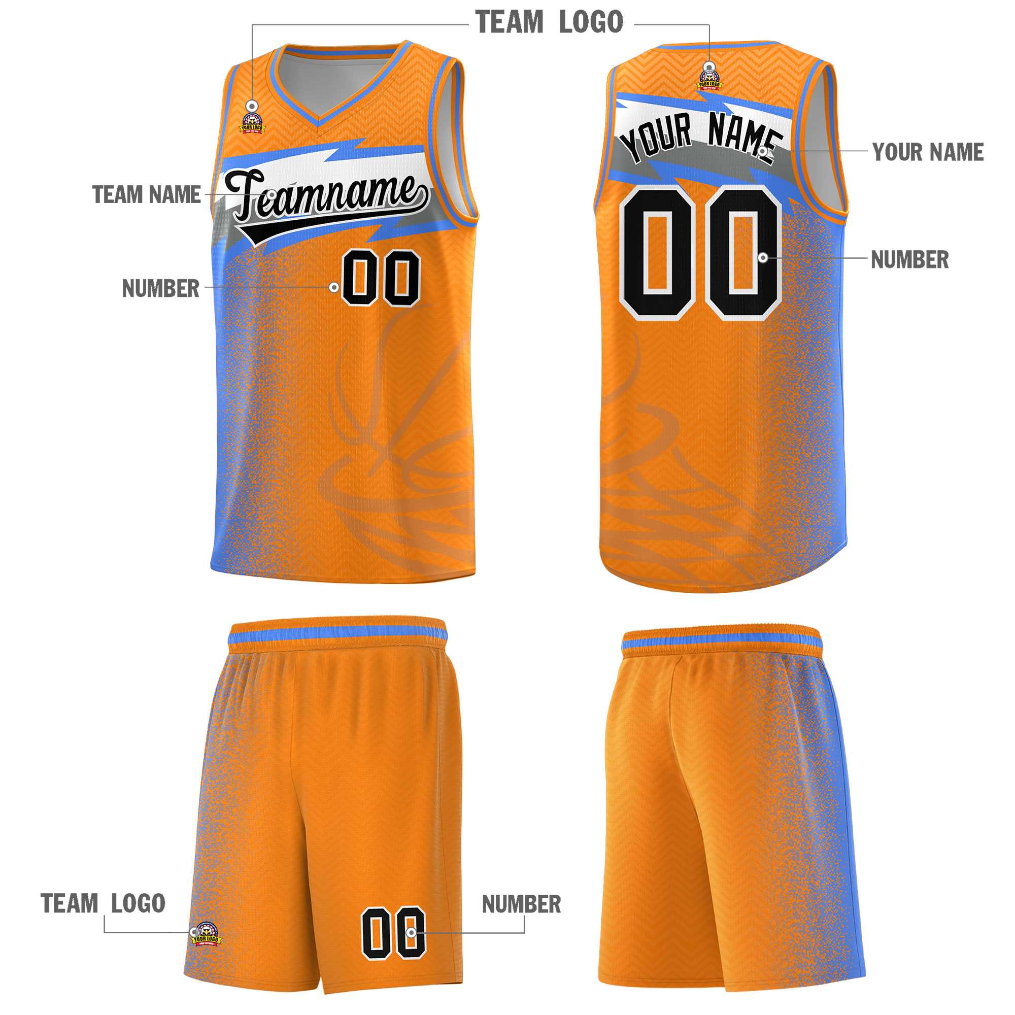 Custom Broncos Orange Dot Scatter Graffiti Pattern Sports Uniform Basketball Jersey