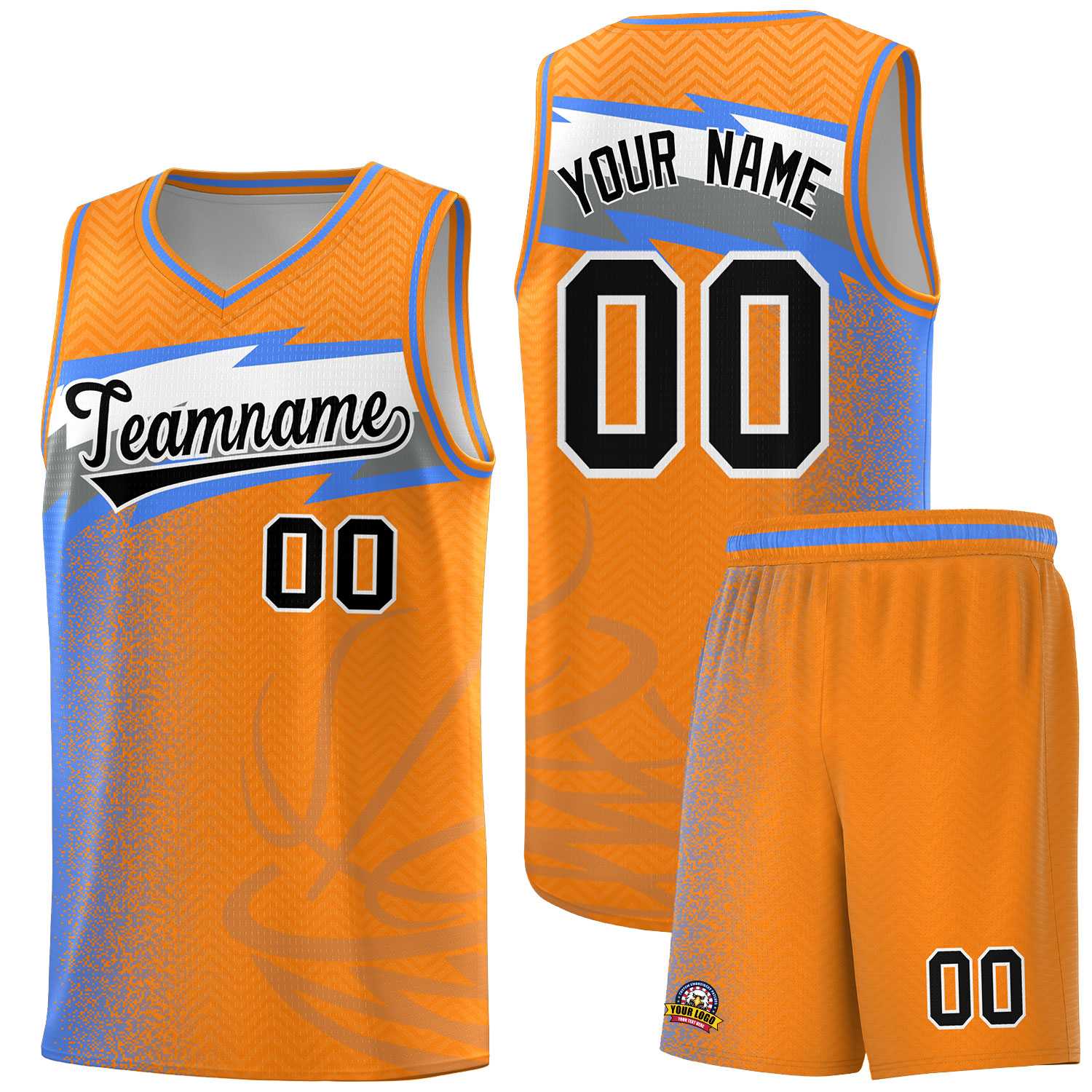 Custom Broncos Orange Dot Scatter Graffiti Pattern Sports Uniform Basketball Jersey