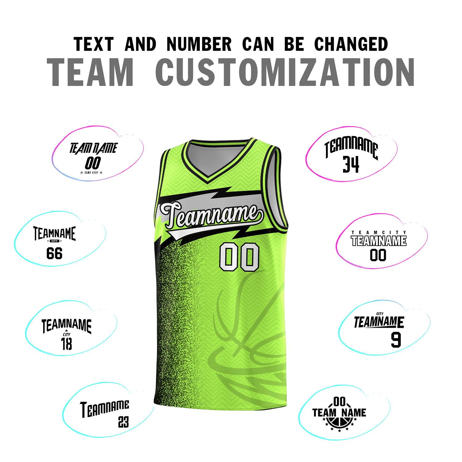 Custom Neon Green Dot Scatter Graffiti Pattern Sports Uniform Basketball Jersey