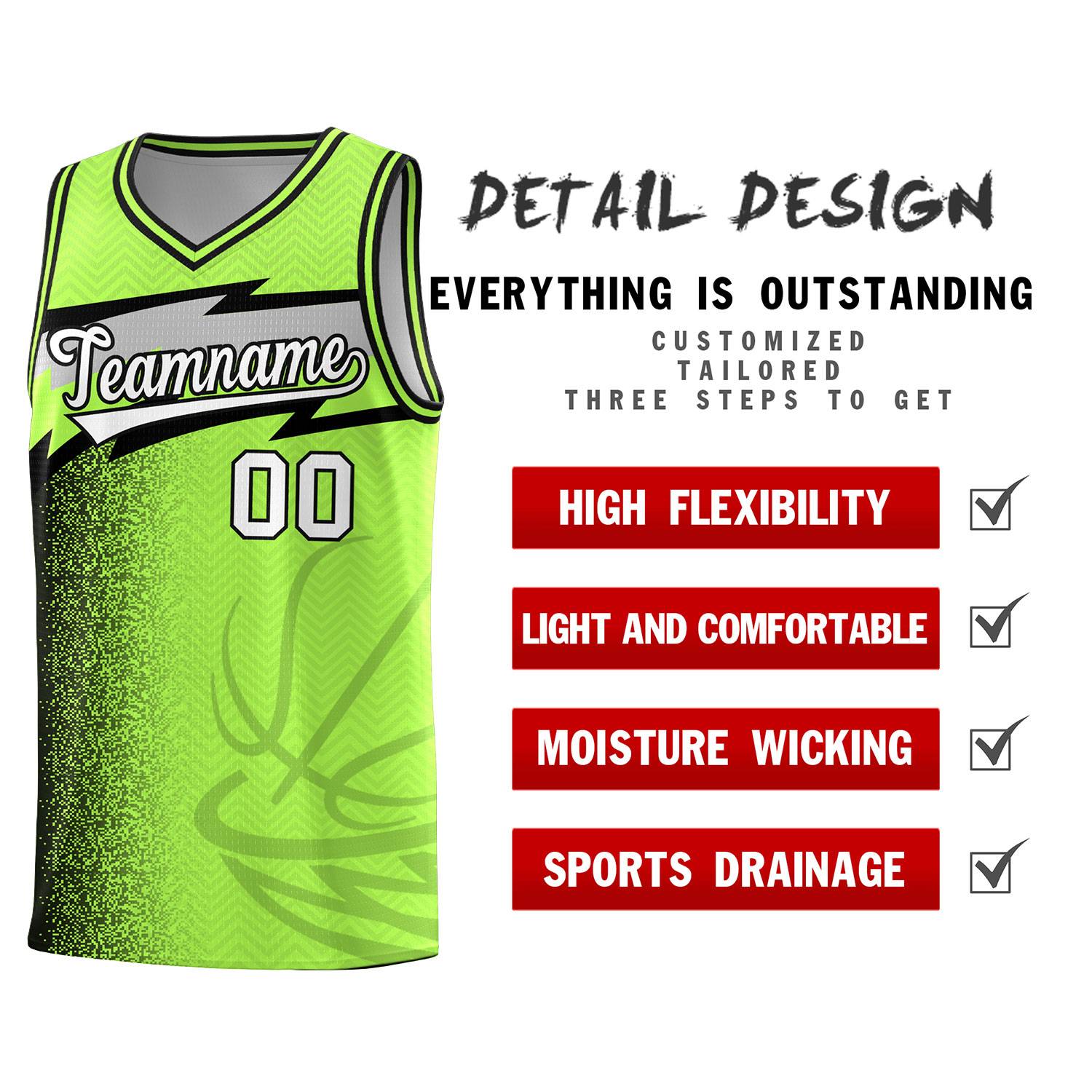 Custom Neon Green Dot Scatter Graffiti Pattern Sports Uniform Basketball Jersey